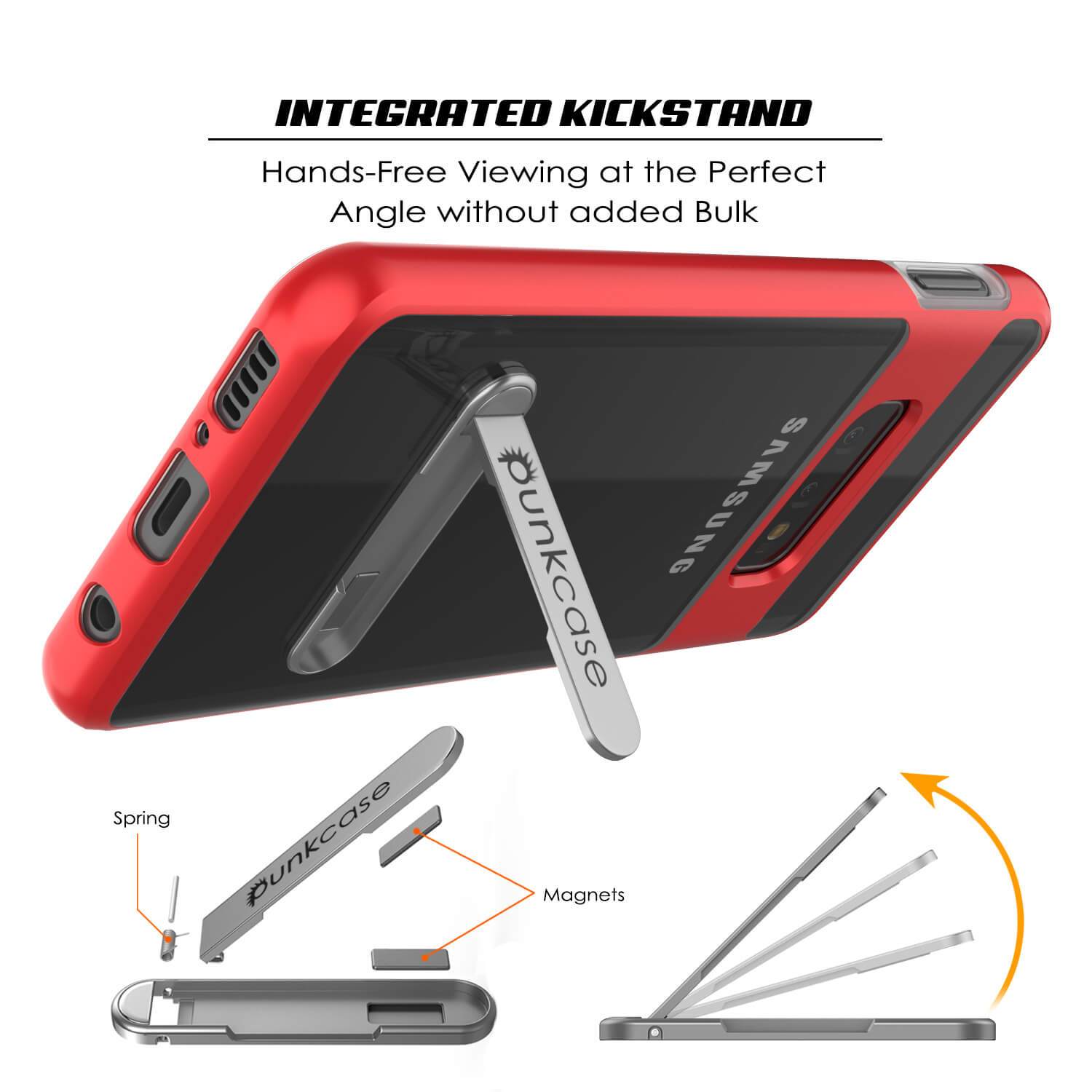 Capa Galaxy S10e, PUNKcase [Série LUCID 3.0] [Ajuste fino] Capa de armadura com protetor de tela integrado [Vermelho]