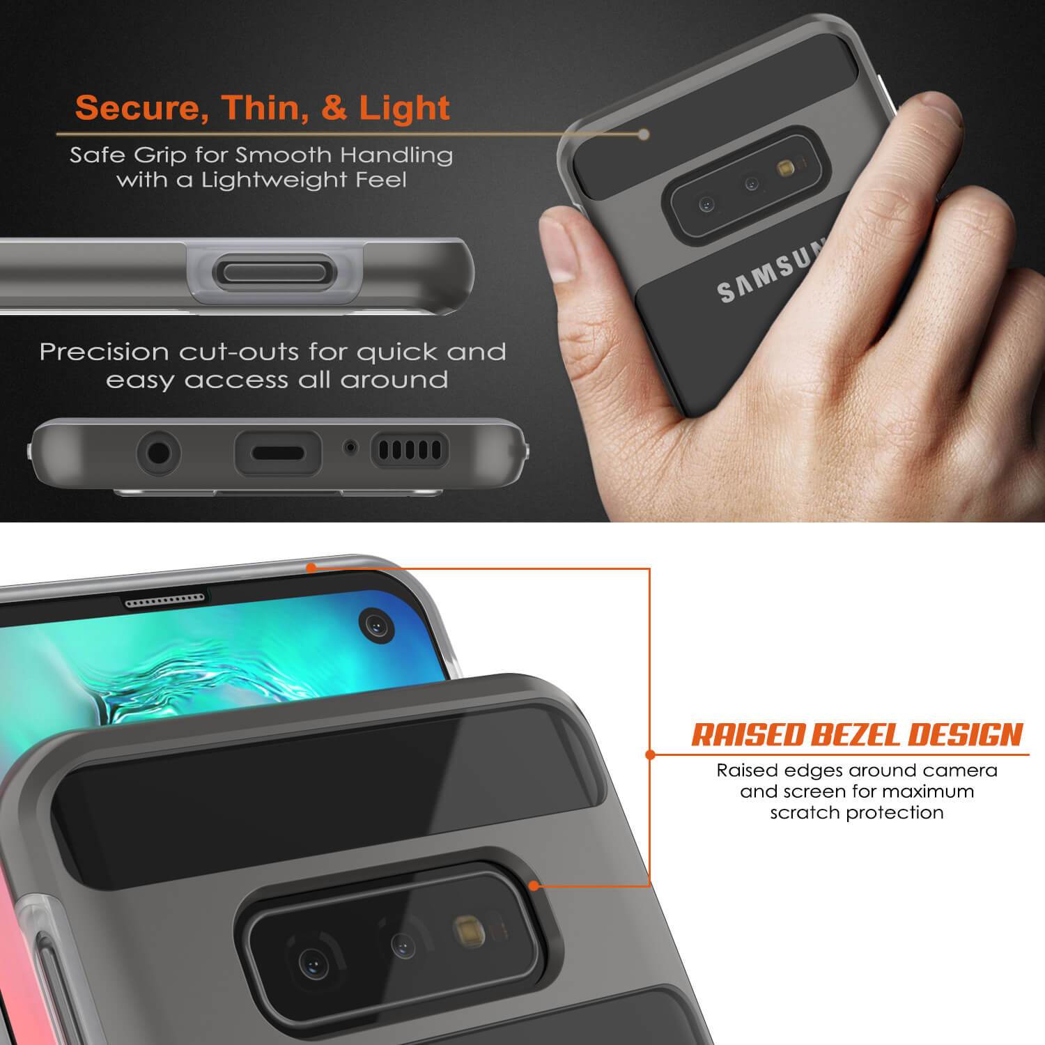 Capa Galaxy S10e, PUNKcase [Série LUCID 3.0] [Slim Fit] Protetor de armadura com protetor de tela integrado [Cinza]