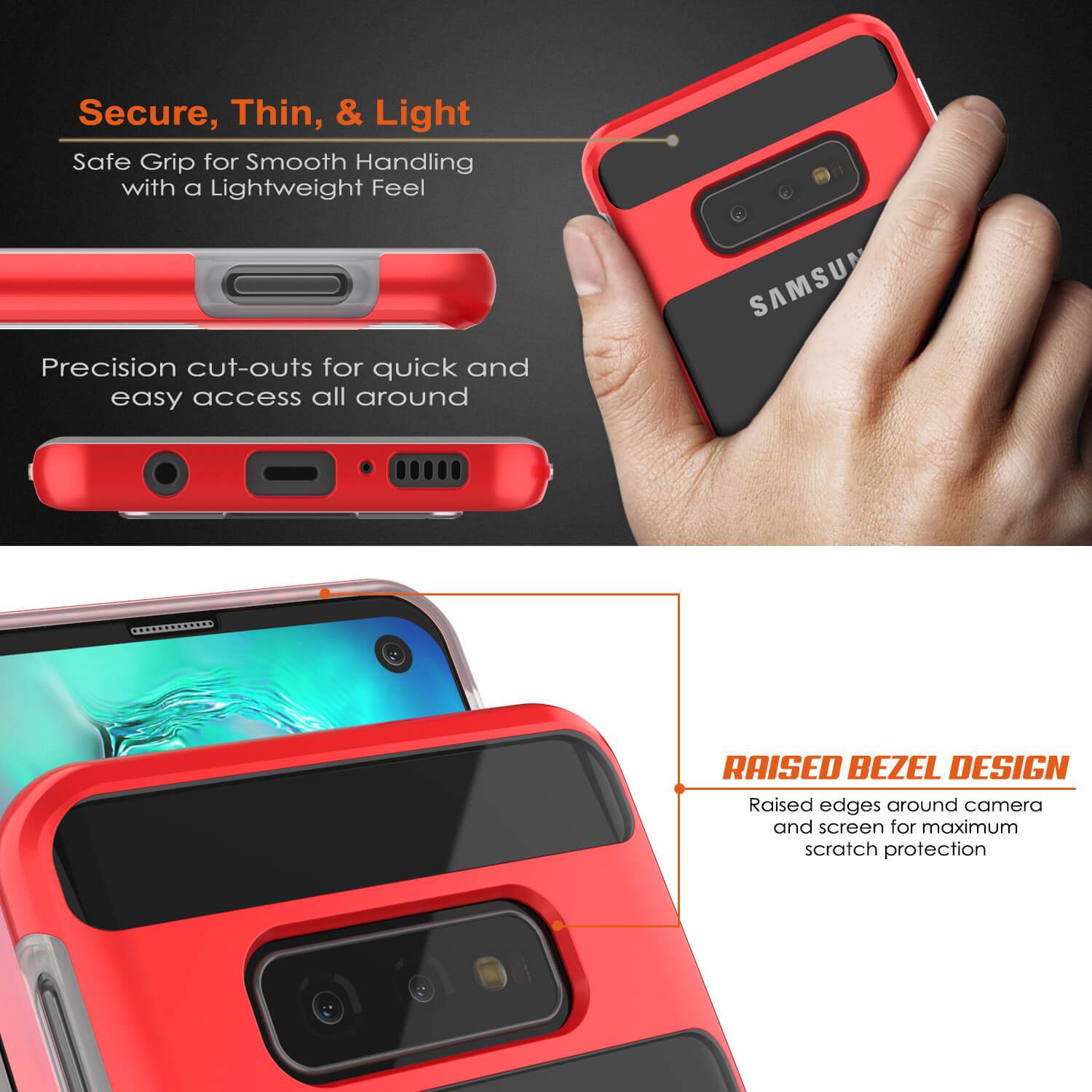 Capa Galaxy S10e, PUNKcase [Série LUCID 3.0] [Ajuste fino] Capa de armadura com protetor de tela integrado [Vermelho]