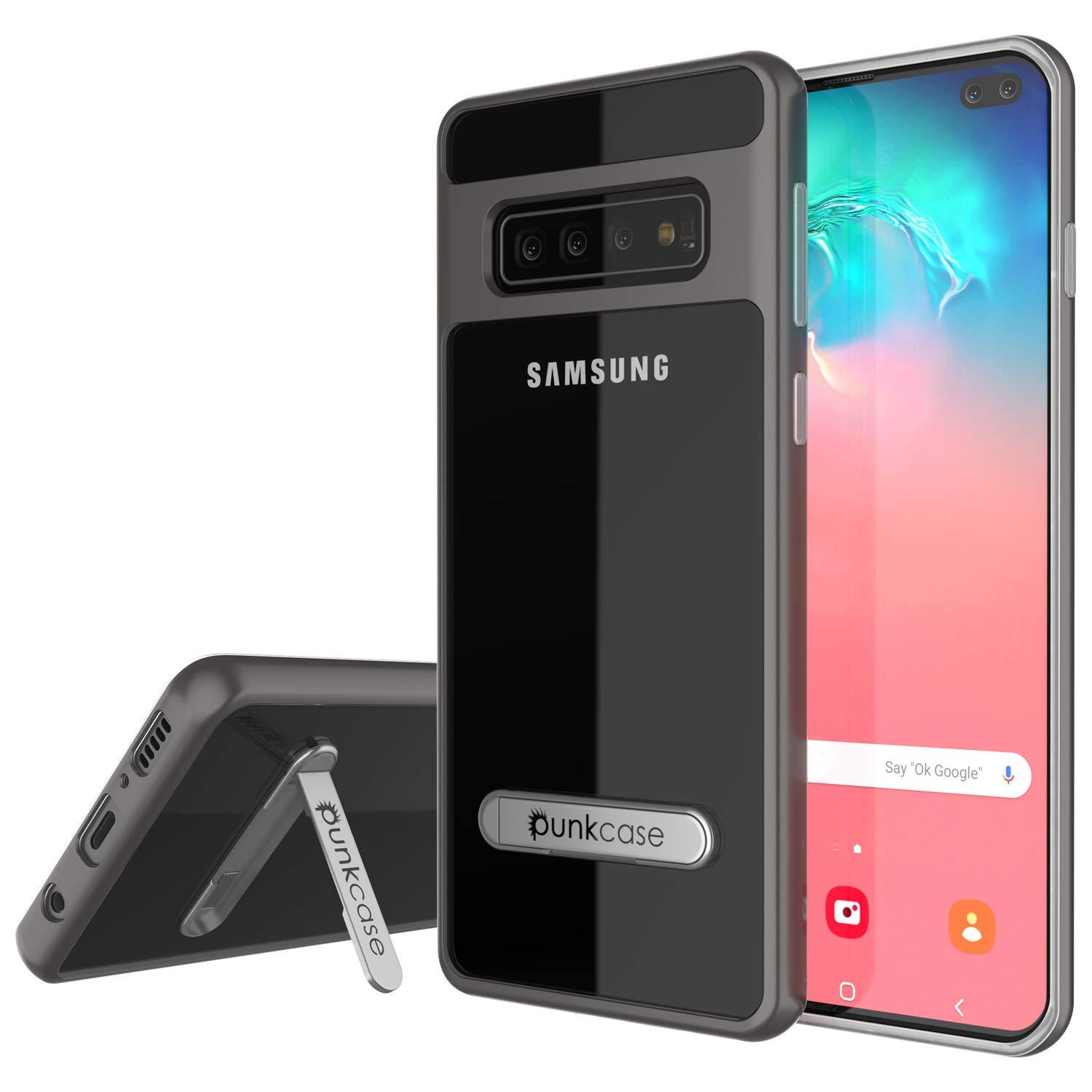 Capa Galaxy S10+ Plus, PUNKcase [Série LUCID 3.0] [Ajuste Slim] Capa de Armadura com Protetor de Tela Integrado [Cinza]