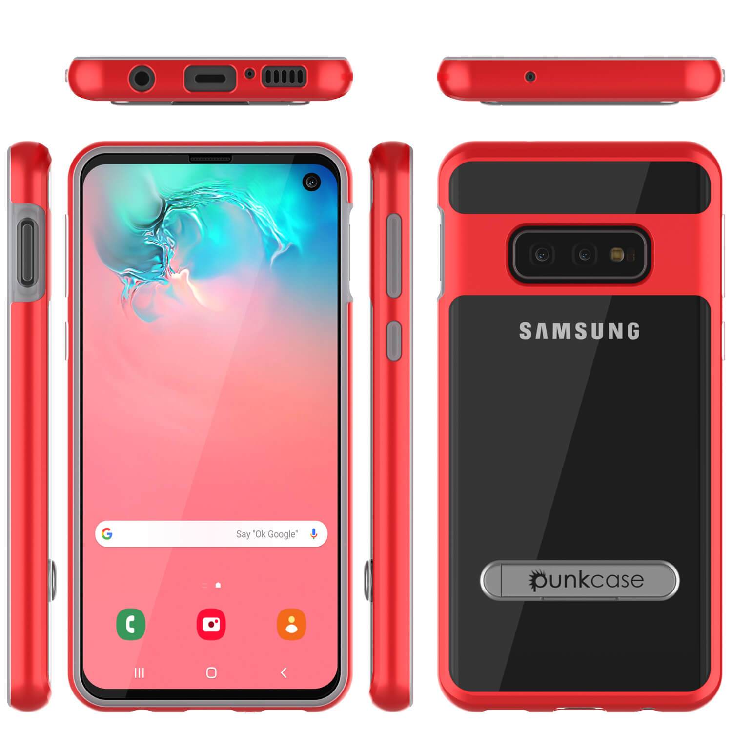 Capa Galaxy S10e, PUNKcase [Série LUCID 3.0] [Ajuste fino] Capa de armadura com protetor de tela integrado [Vermelho]