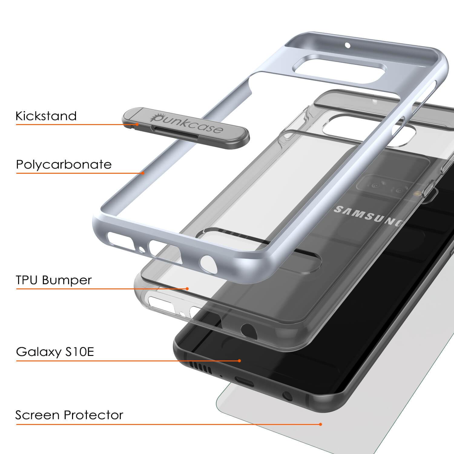 Capa Galaxy S10e, PUNKcase [Série LUCID 3.0] [Ajuste Slim] Cobertura de Armadura com Protetor de Tela Integrado [Prata]