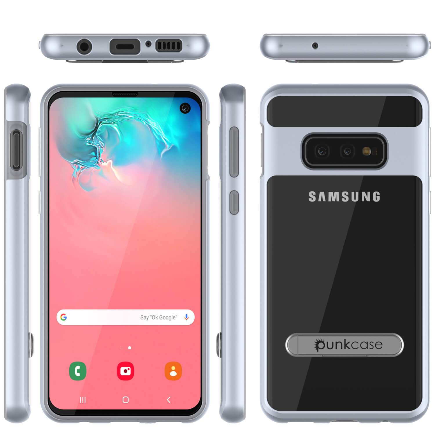 Capa Galaxy S10e, PUNKcase [Série LUCID 3.0] [Ajuste Slim] Cobertura de Armadura com Protetor de Tela Integrado [Prata]