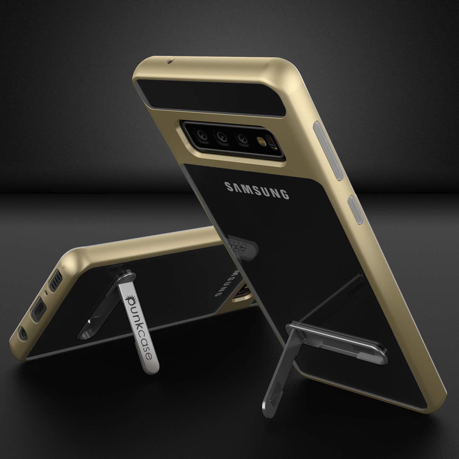 Capa Galaxy S10 + Plus, PUNKcase [Série LUCID 3.0] [Slim Fit] Capa de armadura com protetor de tela integrado [Dourado]