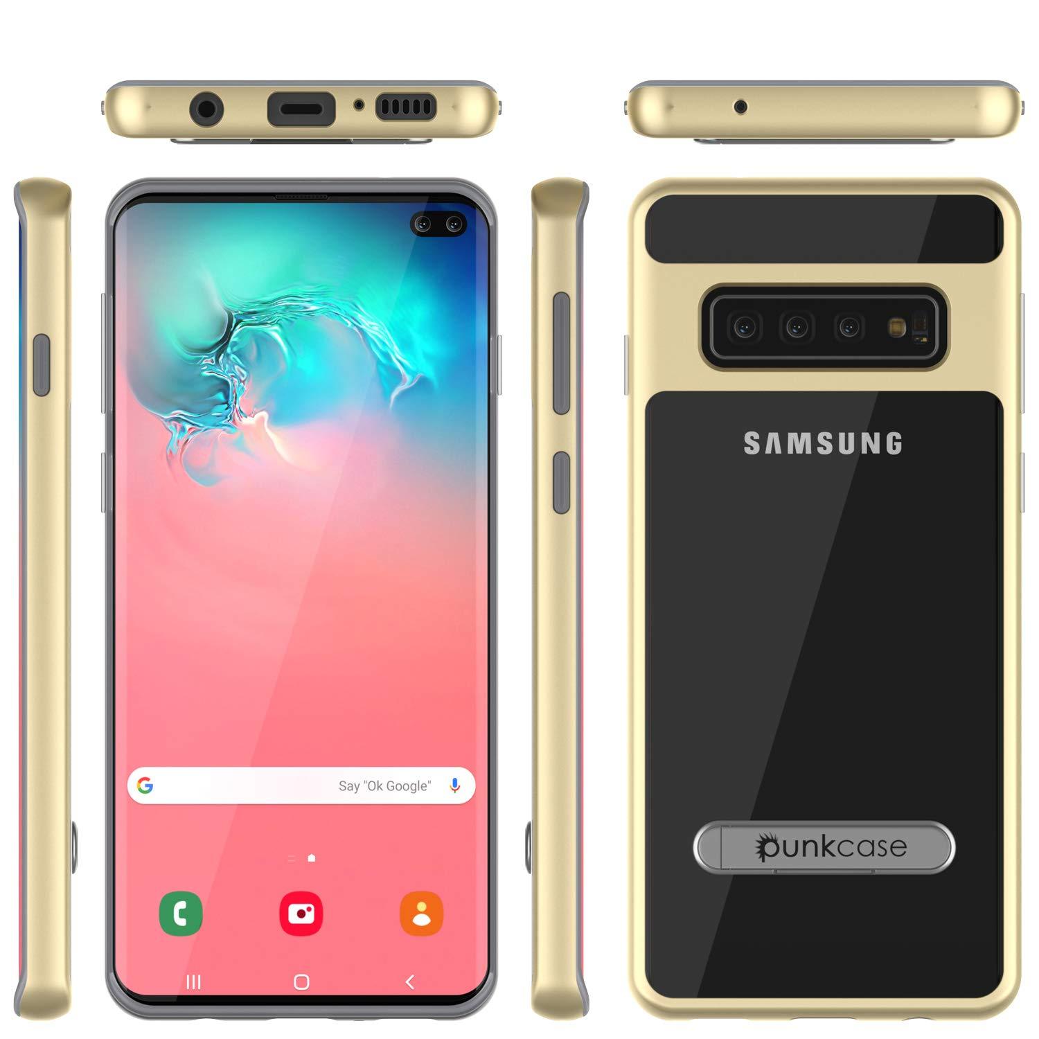 Capa Galaxy S10 + Plus, PUNKcase [Série LUCID 3.0] [Slim Fit] Capa de armadura com protetor de tela integrado [Dourado]