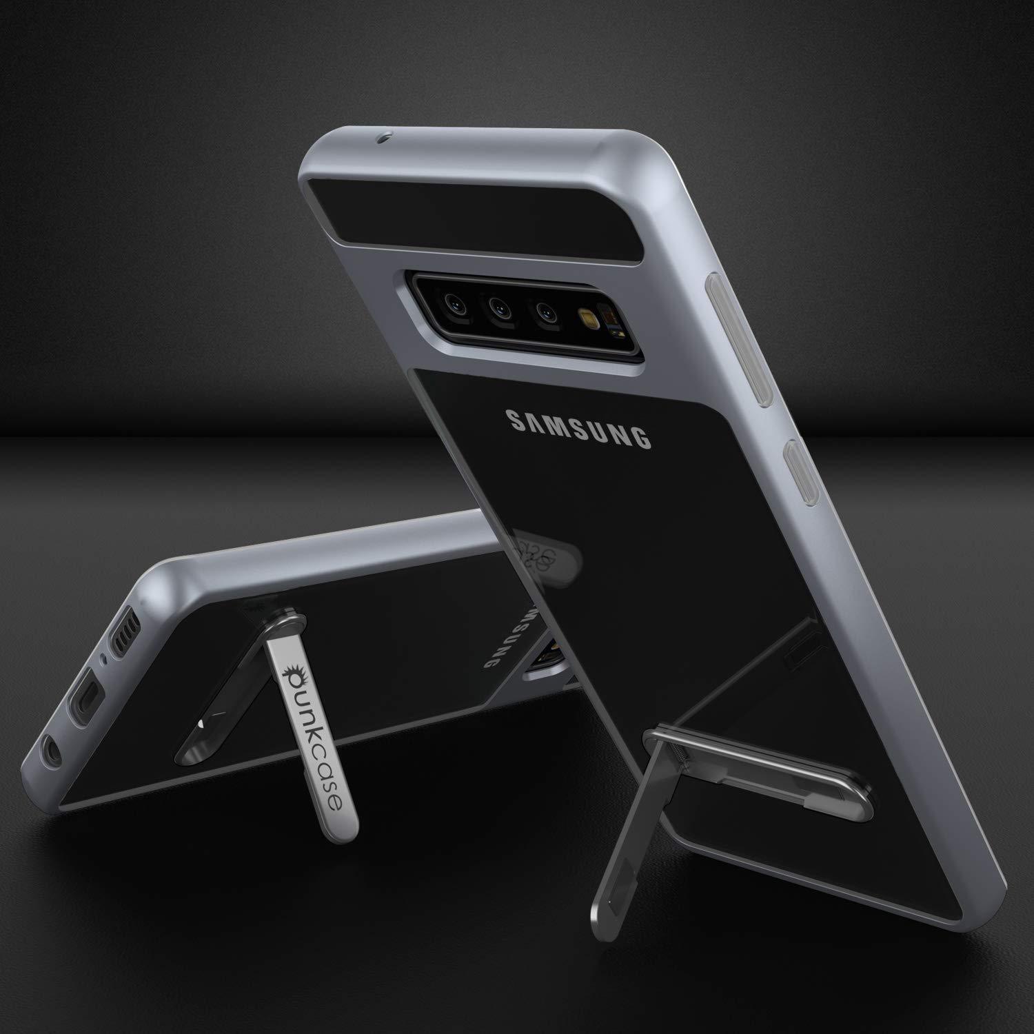 Capa Galaxy S10+ Plus, PUNKcase [Série LUCID 3.0] [Ajuste Slim] Capa de Armadura com Protetor de Tela Integrado [Prata]