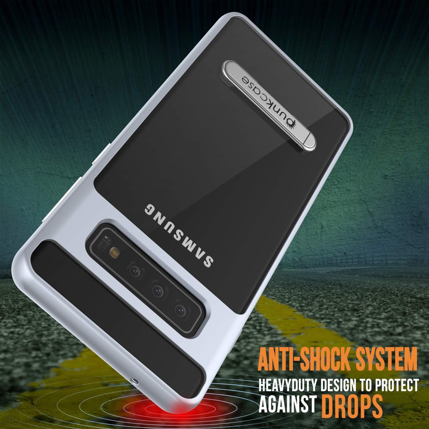 Capa Galaxy S10+ Plus, PUNKcase [Série LUCID 3.0] [Ajuste Slim] Capa de Armadura com Protetor de Tela Integrado [Prata]