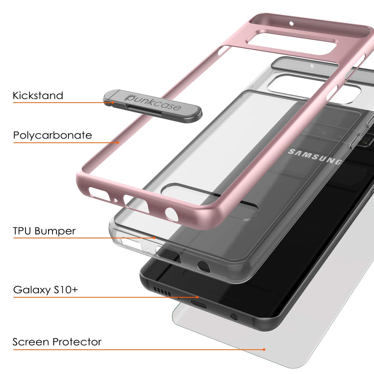 Capa Galaxy S10+ Plus, PUNKcase [Série LUCID 3.0] [Ajuste Fino] Capa de Armadura com Protetor de Tela Integrado [Ouro Rosa]