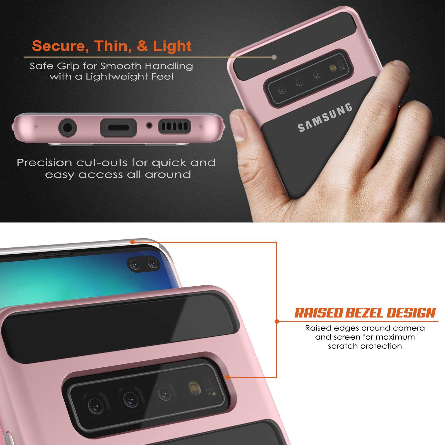 Capa Galaxy S10+ Plus, PUNKcase [Série LUCID 3.0] [Ajuste Fino] Capa de Armadura com Protetor de Tela Integrado [Ouro Rosa]