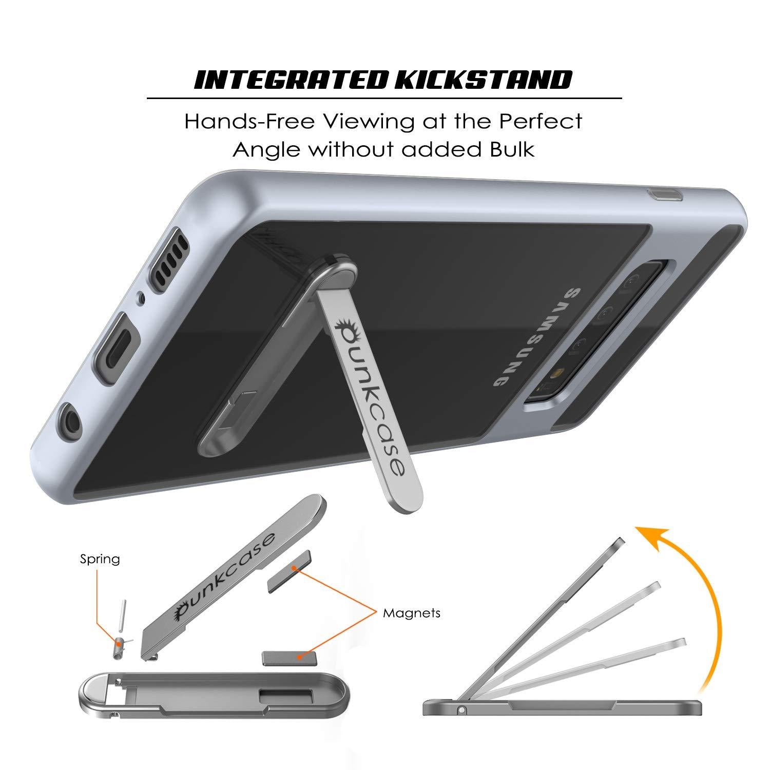 Capa Galaxy S10+ Plus, PUNKcase [Série LUCID 3.0] [Ajuste Slim] Capa de Armadura com Protetor de Tela Integrado [Prata]