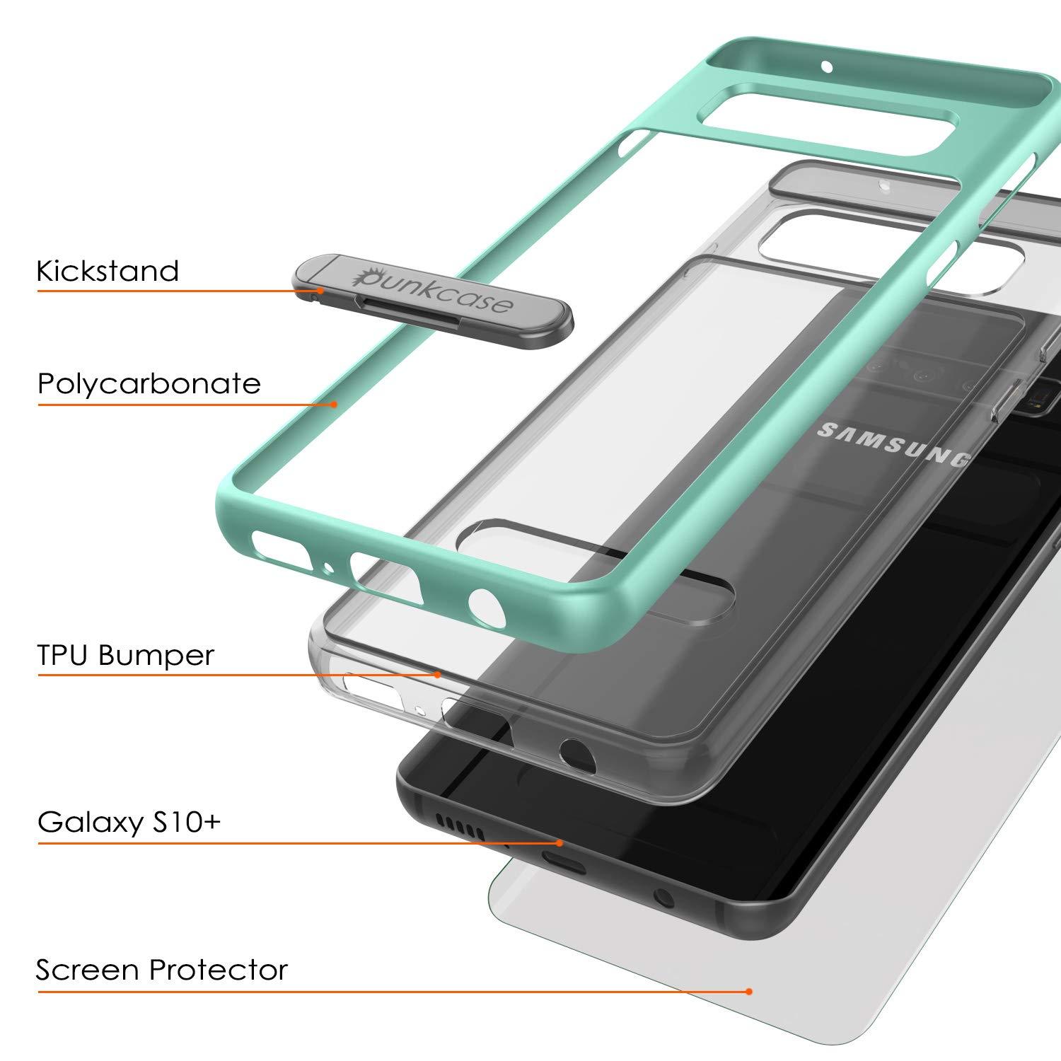 Capa Galaxy S10+ Plus, PUNKcase [Série LUCID 3.0] [Ajuste Slim] Capa Armor com Protetor de Tela Integrado [Azul-Teal]