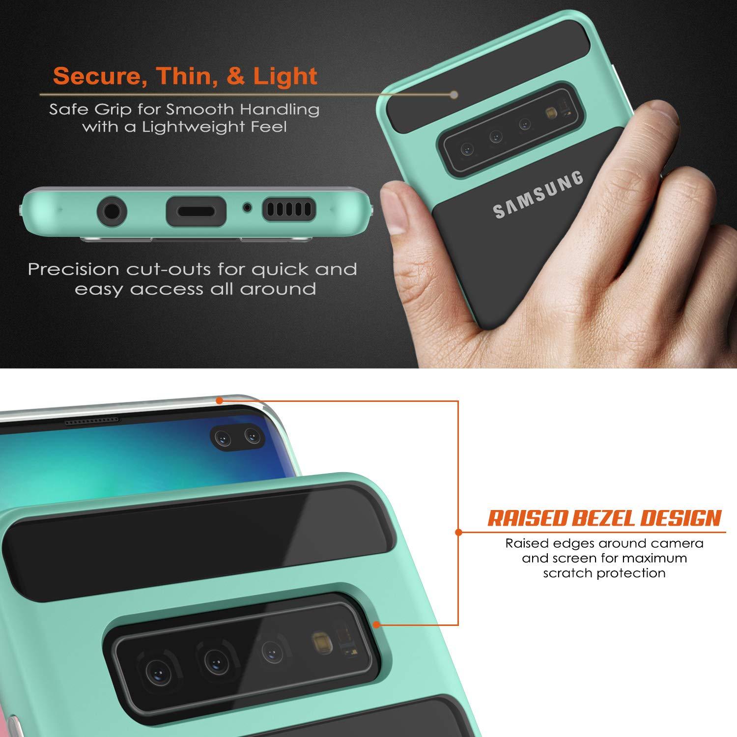 Capa Galaxy S10+ Plus, PUNKcase [Série LUCID 3.0] [Ajuste Slim] Capa Armor com Protetor de Tela Integrado [Azul-Teal]