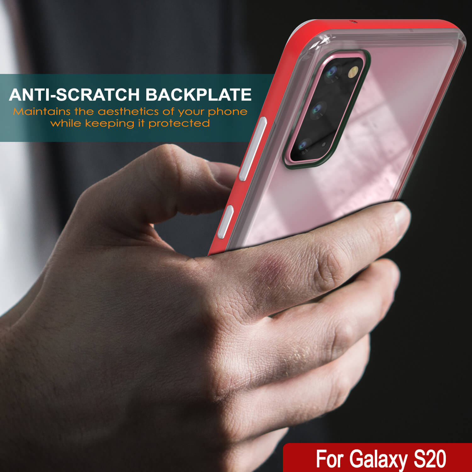 Capa Galaxy S20, PUNKcase [Série LUCID 3.0] [Ajuste Fino] Capa de Armadura com Protetor de Tela Integrado [Vermelho]