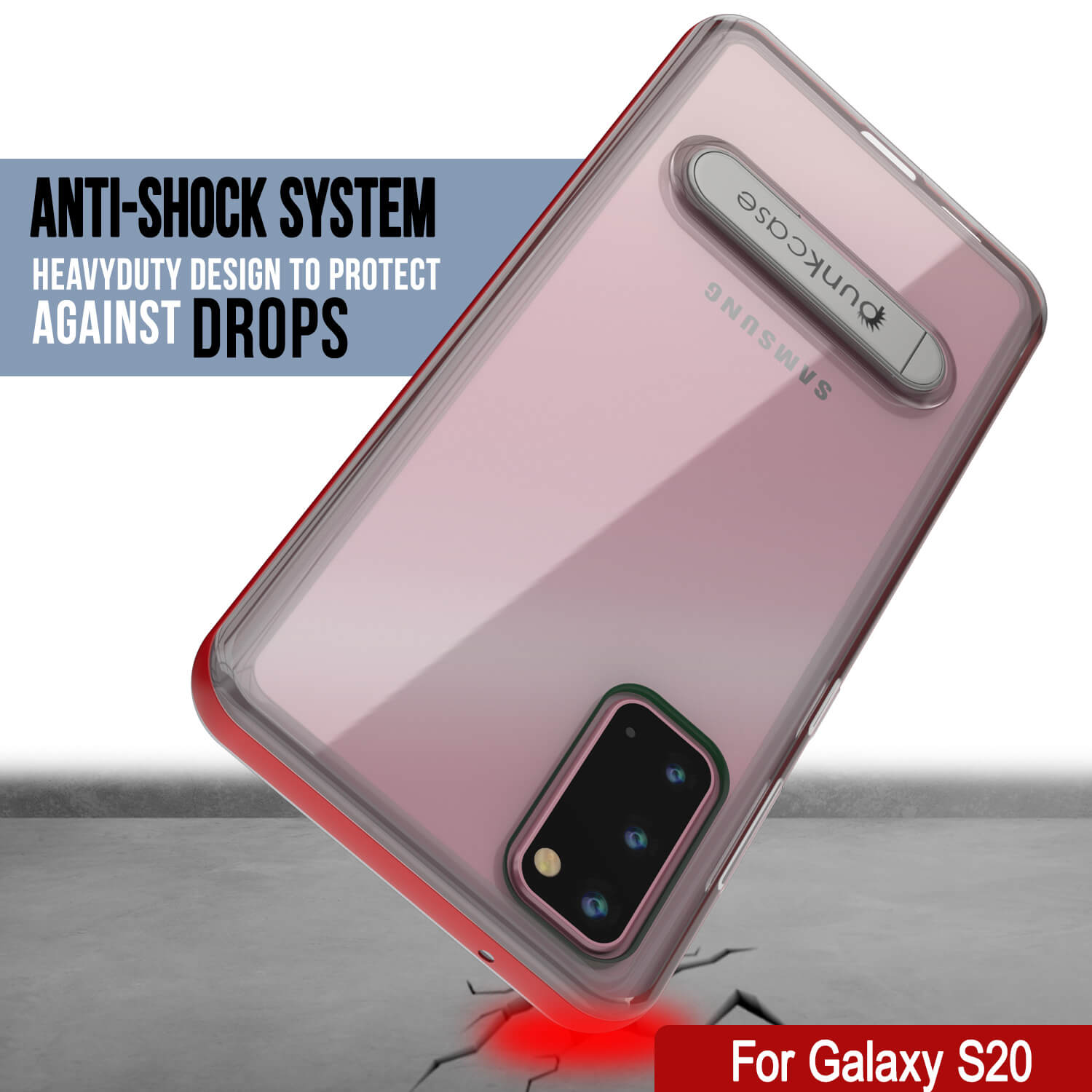 Capa Galaxy S20, PUNKcase [Série LUCID 3.0] [Ajuste Fino] Capa de Armadura com Protetor de Tela Integrado [Vermelho]