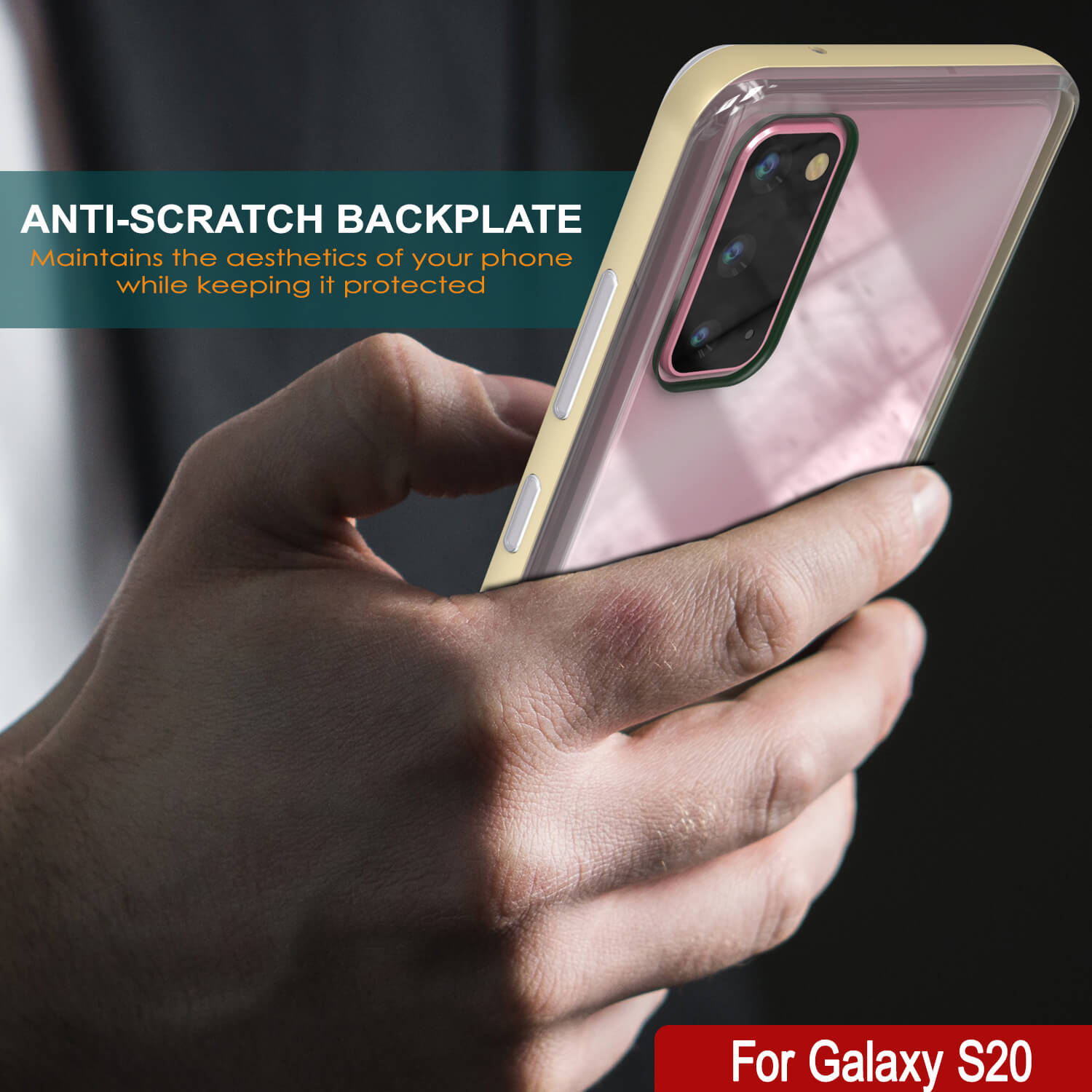 Capa Galaxy S20, PUNKcase [Série LUCID 3.0] [Ajuste Slim] Capa de proteção com protetor de tela integrado [Dourado]