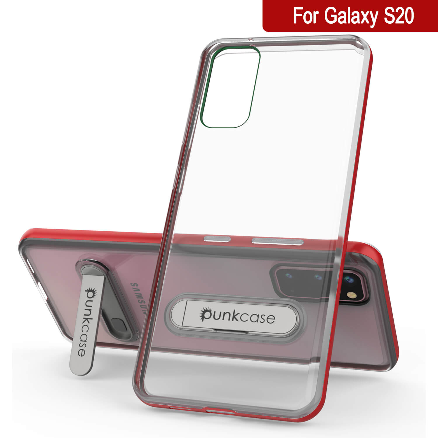 Capa Galaxy S20, PUNKcase [Série LUCID 3.0] [Ajuste Fino] Capa de Armadura com Protetor de Tela Integrado [Vermelho]