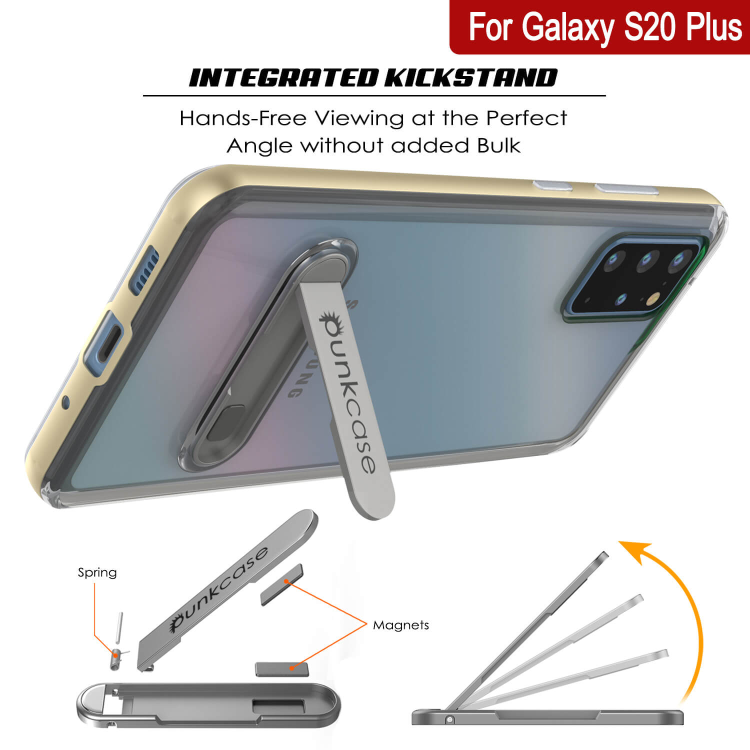 Capa Galaxy S20+ Plus, PUNKcase [Série LUCID 3.0] [Ajuste Slim] Capa de Armadura com Protetor de Tela Integrado [Ouro]