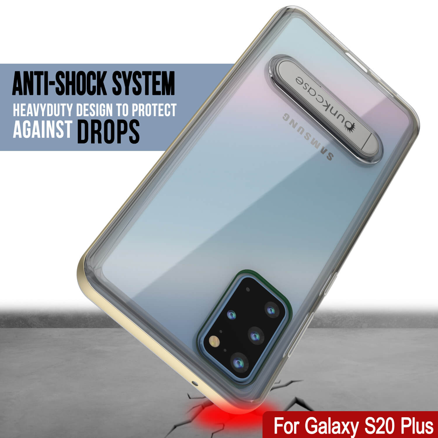 Capa Galaxy S20+ Plus, PUNKcase [Série LUCID 3.0] [Ajuste Slim] Capa de Armadura com Protetor de Tela Integrado [Ouro]