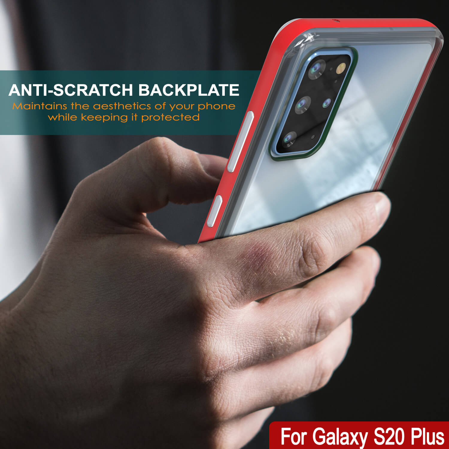Capa Galaxy S20+ Plus, PUNKcase [Série LUCID 3.0] [Ajuste Fino] Capa de Armadura com Protetor de Tela Integrado [Vermelho]
