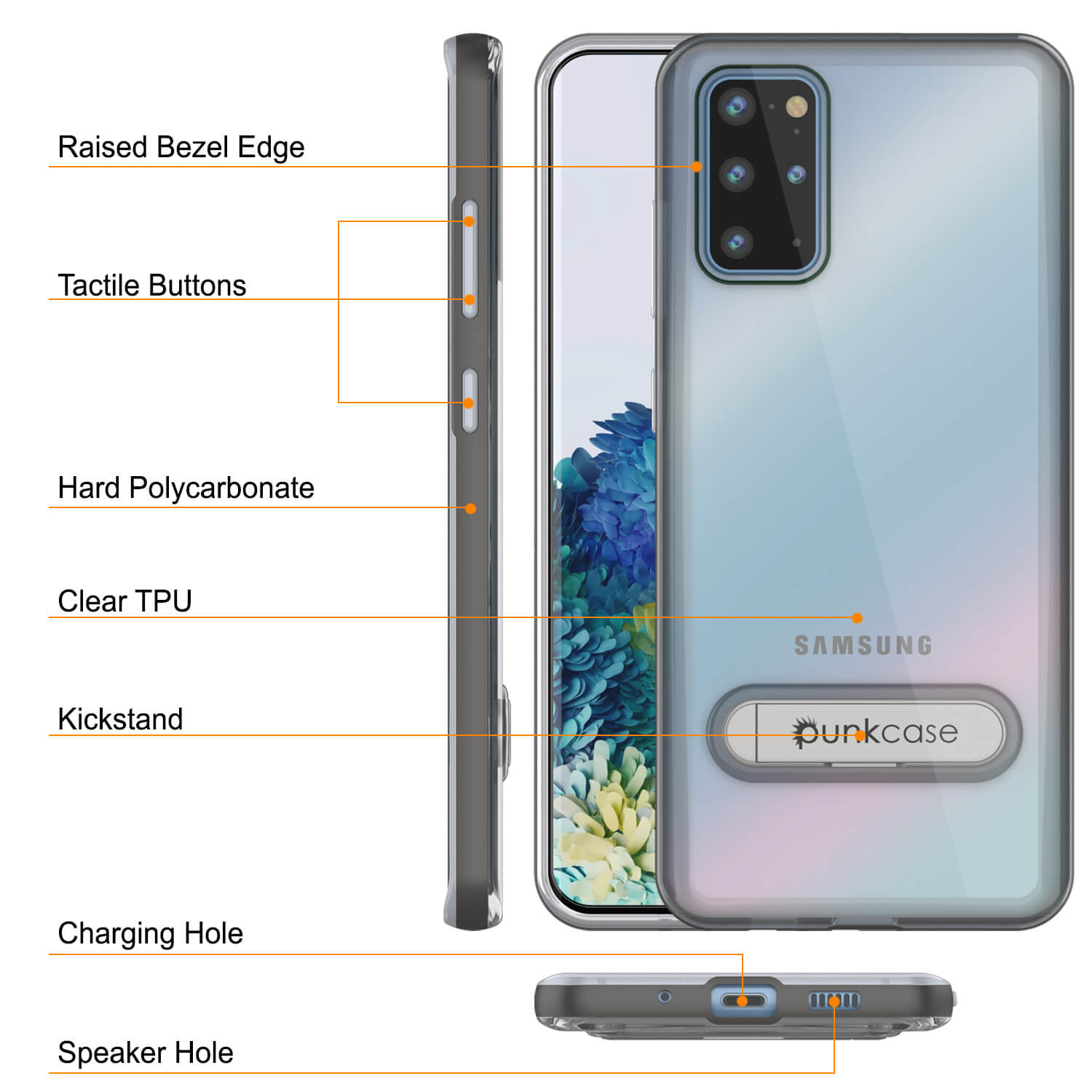 Capa para Galaxy S20+ Plus, PUNKcase [Série LUCID 3.0] [Slim Fit] Cobertura de Armadura c/ Protetor de Tela Integrado [Cinza]
