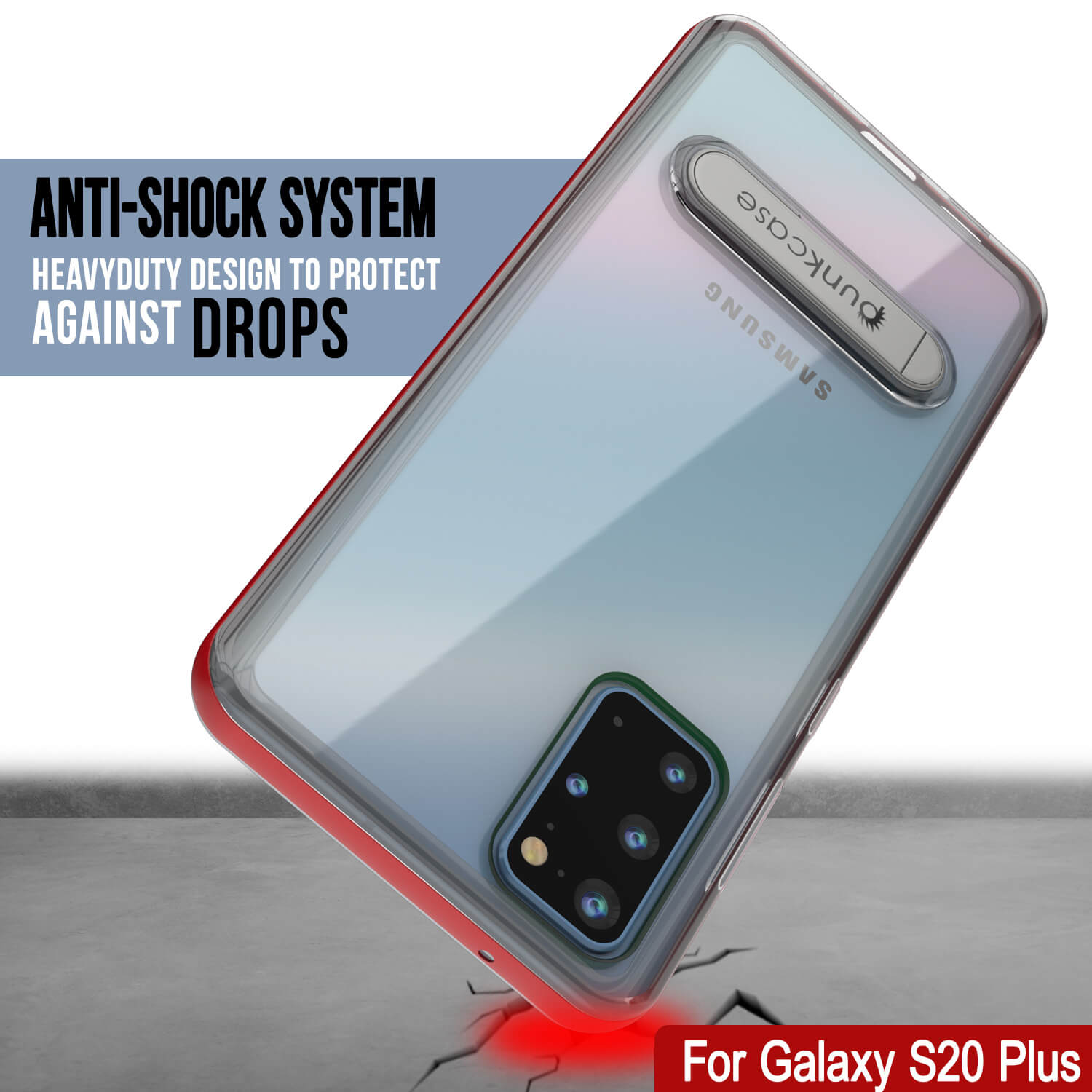 Capa Galaxy S20+ Plus, PUNKcase [Série LUCID 3.0] [Ajuste Fino] Capa de Armadura com Protetor de Tela Integrado [Vermelho]