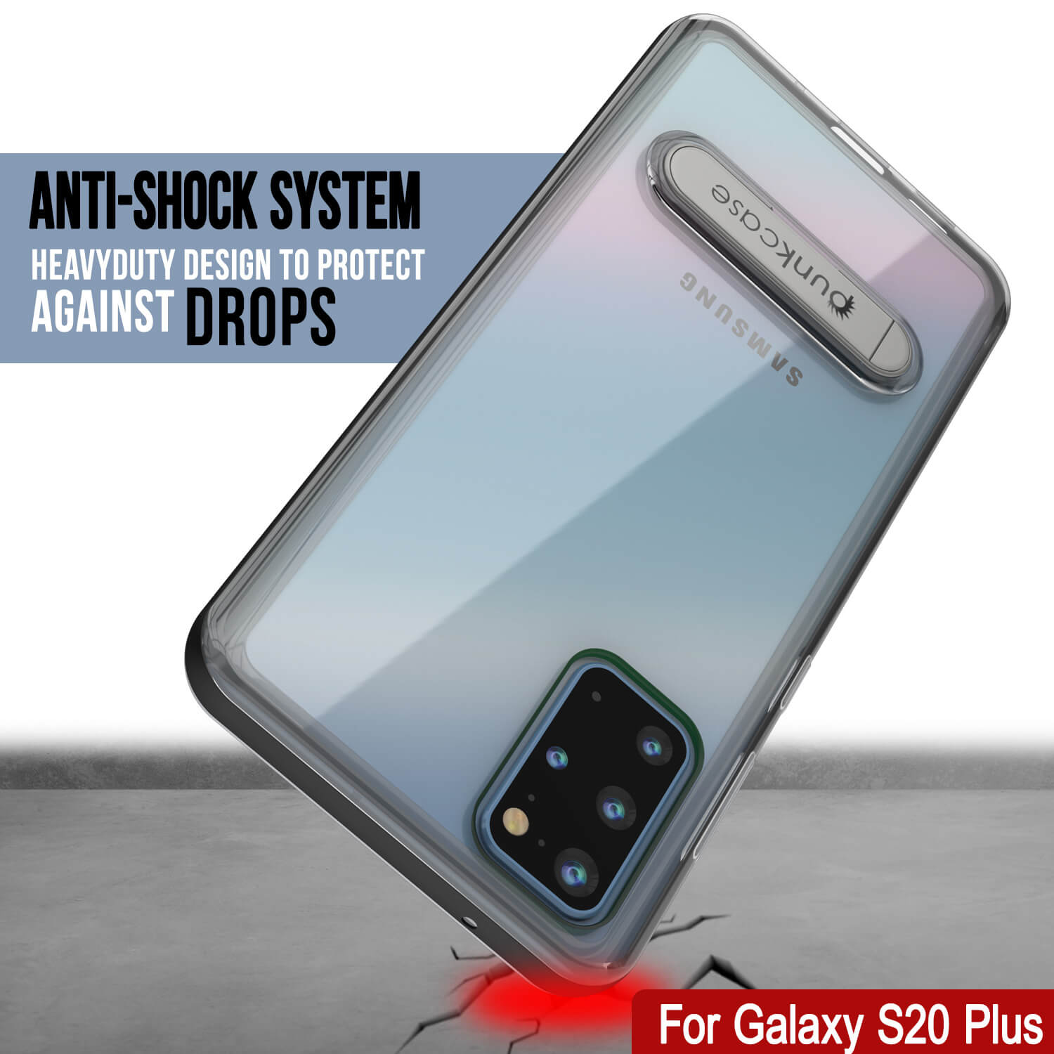 Capa Galaxy S20+ Plus, PUNKcase [Série LUCID 3.0] [Ajuste Slim] Capa de Armadura com Protetor de Tela Integrado [Preto]