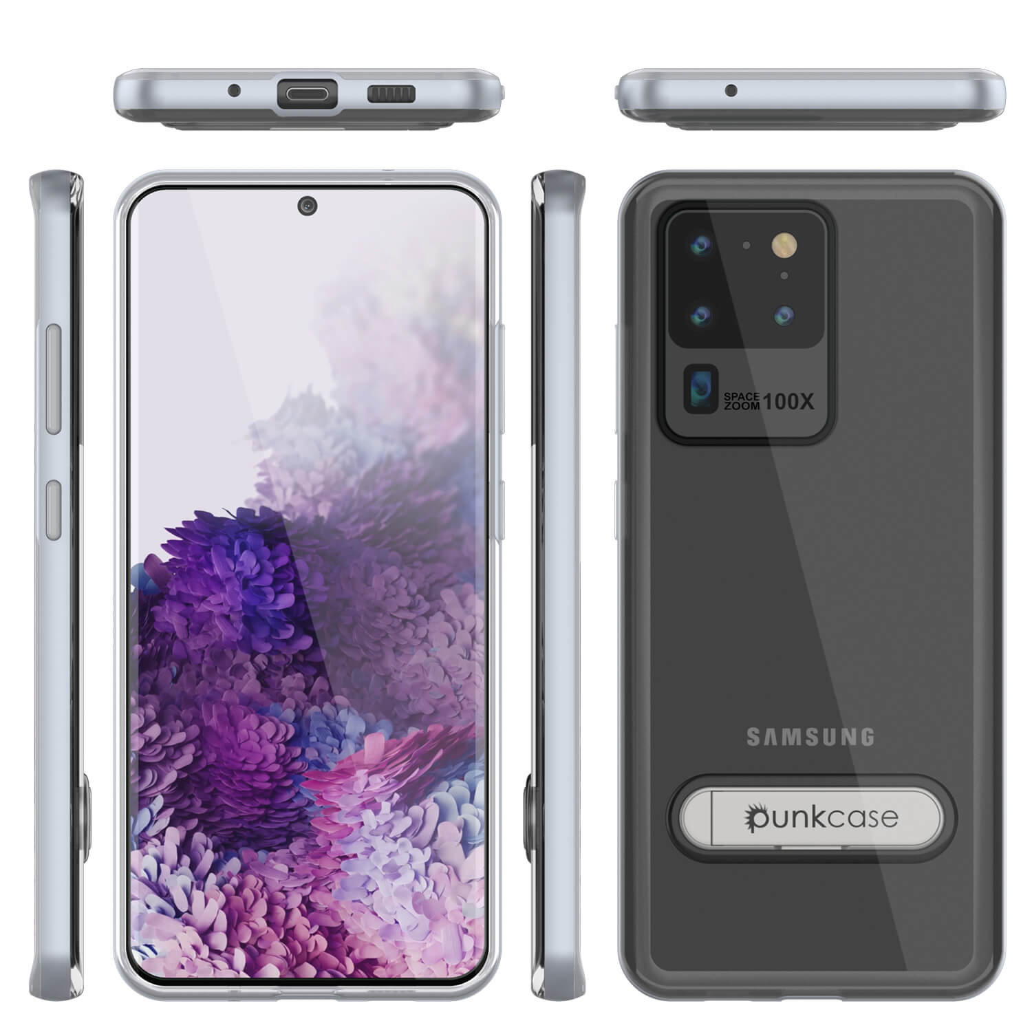 Capa Galaxy S20 Ultra, PUNKcase [Série LUCID 3.0] [Ajuste Slim] Capa Armor com Protetor de Tela Integrado [Prateado]