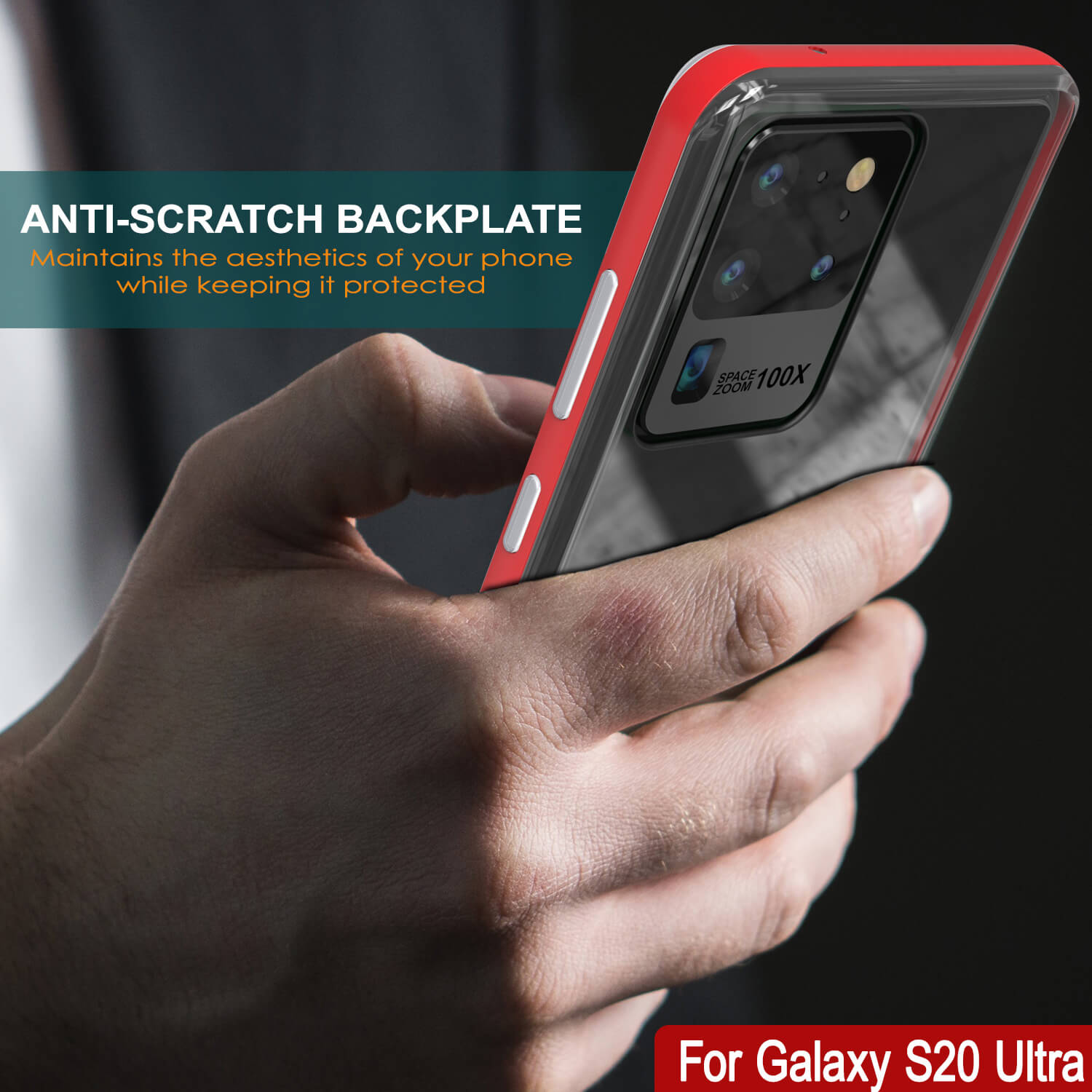 Capa para Galaxy S20 Ultra, PUNKcase [Série LUCID 3.0] [Ajuste Slim] Capa de Armadura com Protetor de Tela Integrado [Vermelho]