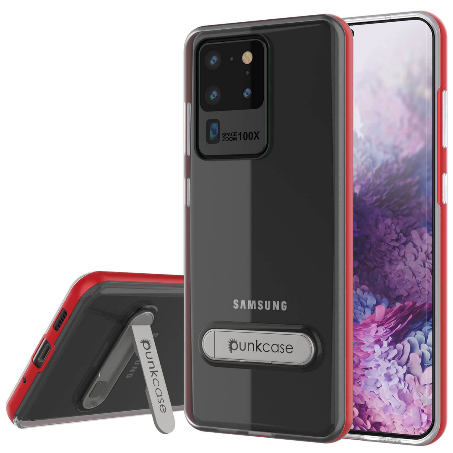Capa para Galaxy S20 Ultra, PUNKcase [Série LUCID 3.0] [Ajuste Slim] Capa de Armadura com Protetor de Tela Integrado [Vermelho]