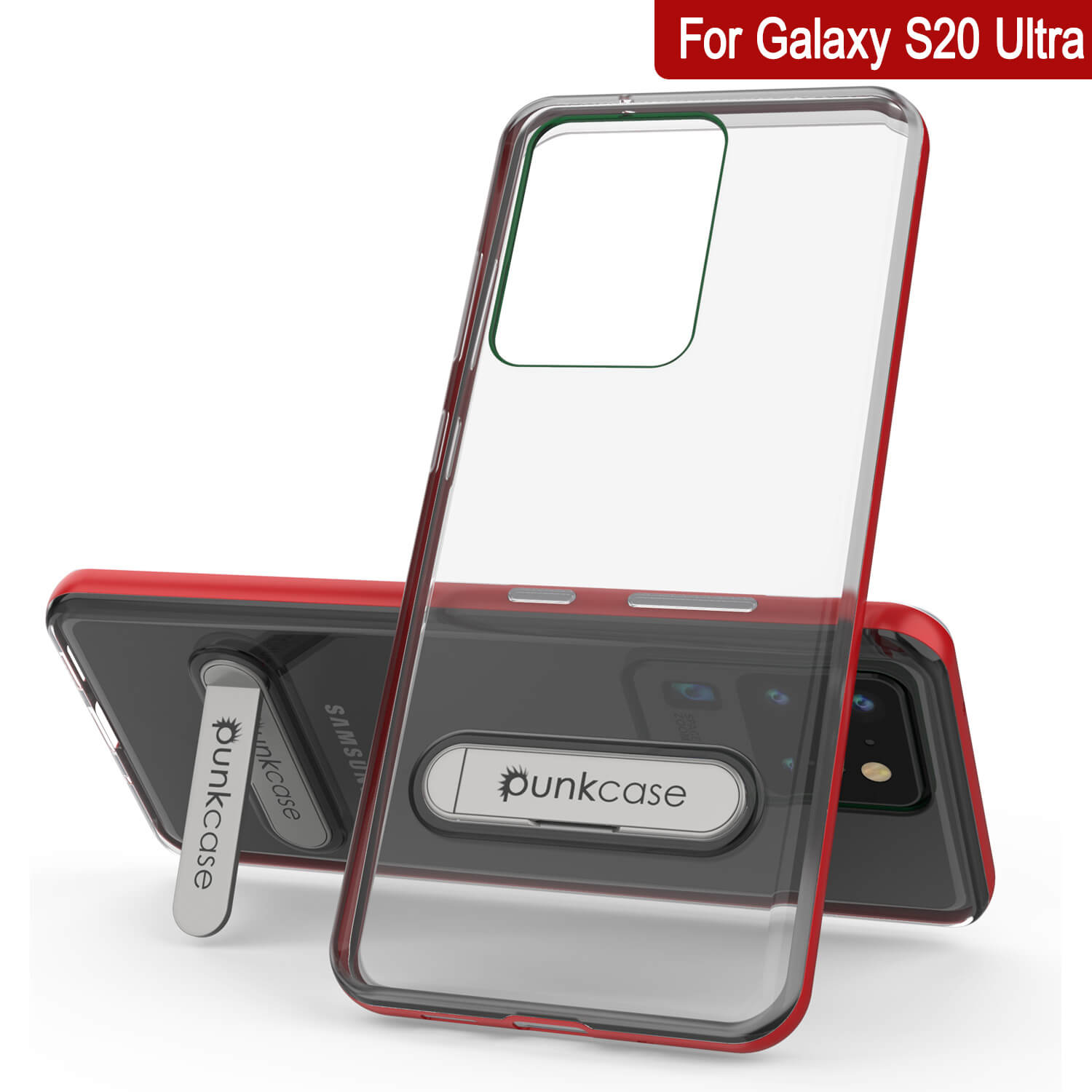 Capa para Galaxy S20 Ultra, PUNKcase [Série LUCID 3.0] [Ajuste Slim] Capa de Armadura com Protetor de Tela Integrado [Vermelho]