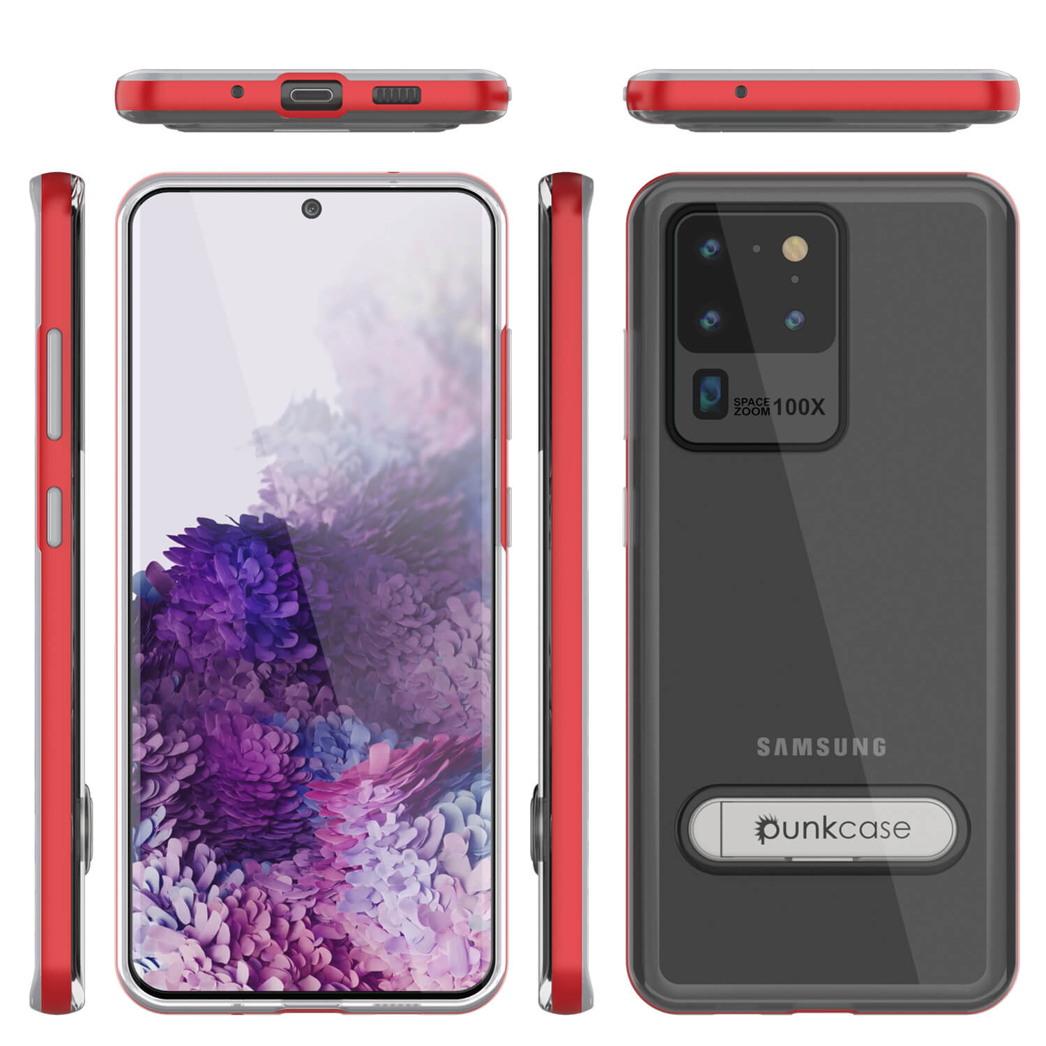 Capa para Galaxy S20 Ultra, PUNKcase [Série LUCID 3.0] [Ajuste Slim] Capa de Armadura com Protetor de Tela Integrado [Vermelho]