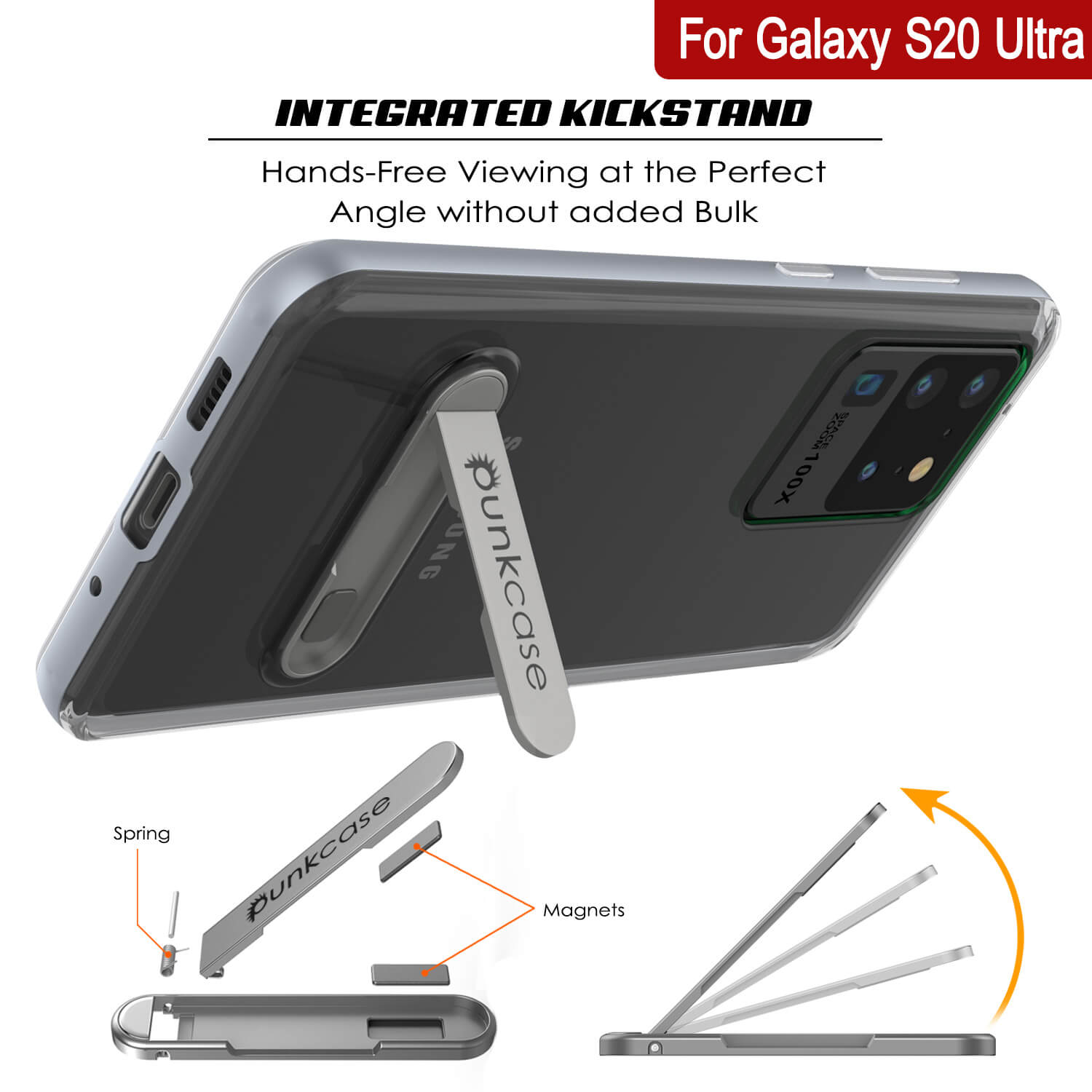 Capa Galaxy S20 Ultra, PUNKcase [Série LUCID 3.0] [Ajuste Slim] Capa Armor com Protetor de Tela Integrado [Prateado]