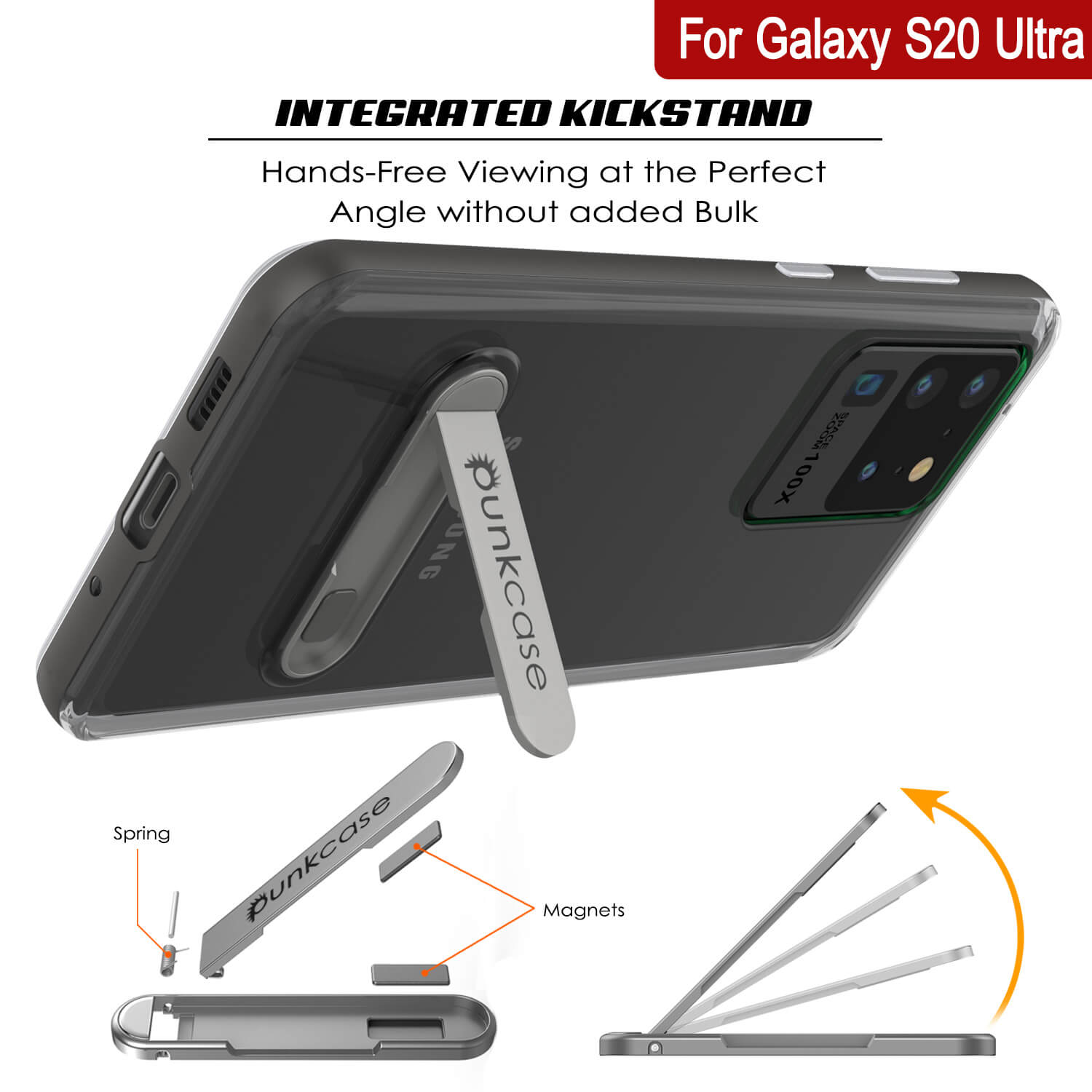 Capa Galaxy S20 Ultra, PUNKcase [Série LUCID 3.0] [Ajuste Slim] Capa armada com protetor de tela integrado [Cinza]