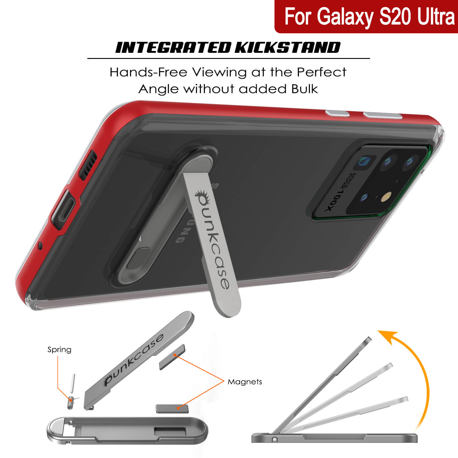 Capa para Galaxy S20 Ultra, PUNKcase [Série LUCID 3.0] [Ajuste Slim] Capa de Armadura com Protetor de Tela Integrado [Vermelho]