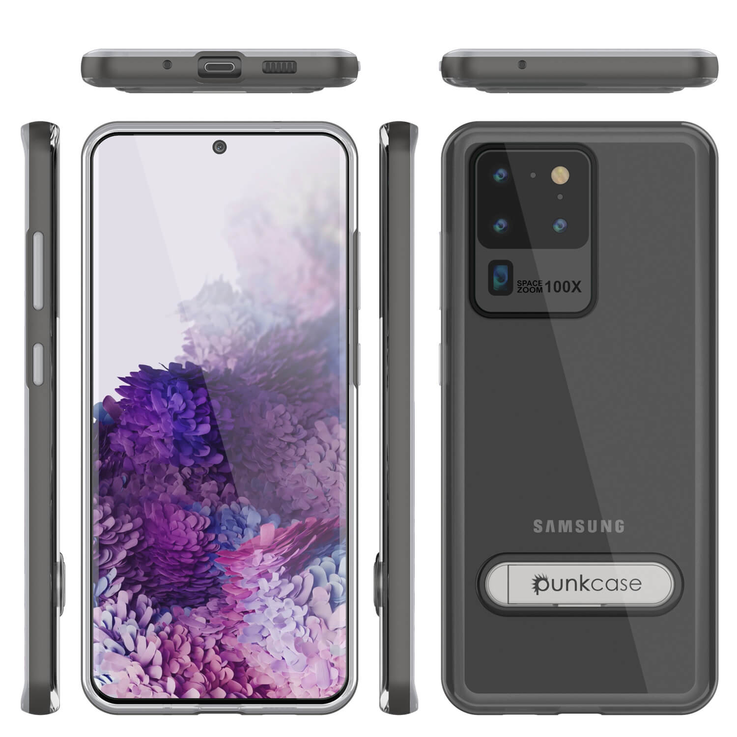 Capa Galaxy S20 Ultra, PUNKcase [Série LUCID 3.0] [Ajuste Slim] Capa armada com protetor de tela integrado [Cinza]