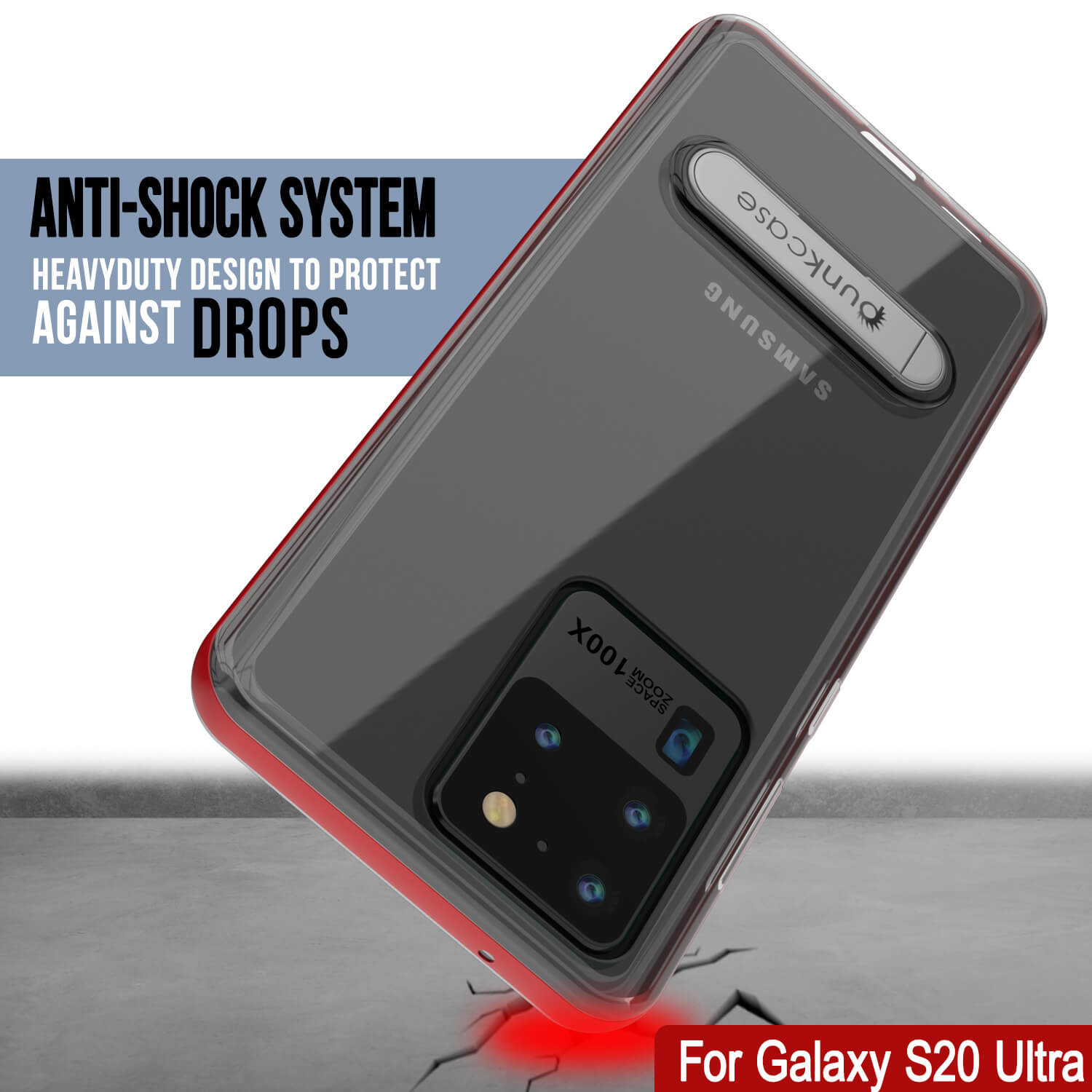 Capa para Galaxy S20 Ultra, PUNKcase [Série LUCID 3.0] [Ajuste Slim] Capa de Armadura com Protetor de Tela Integrado [Vermelho]