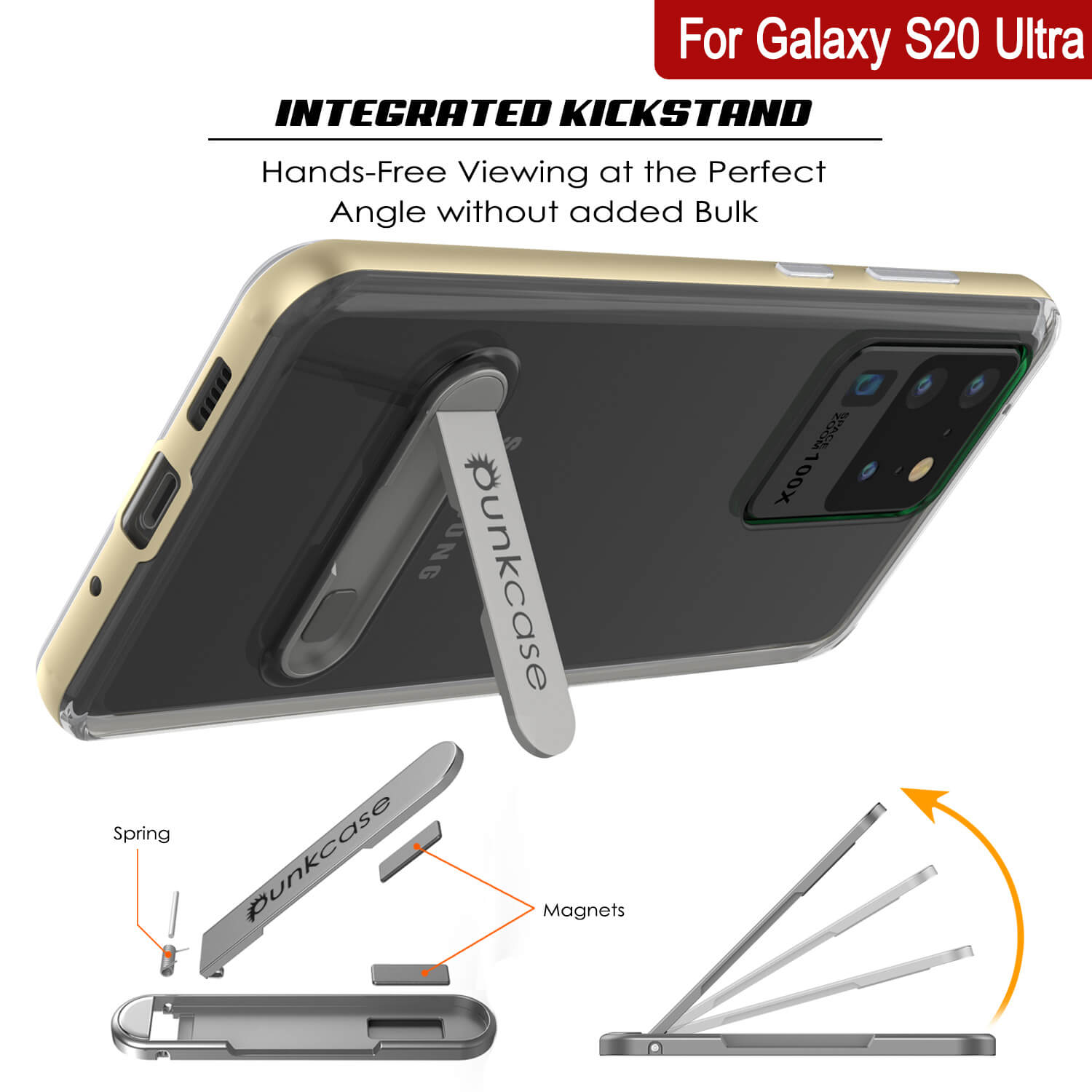 Capa para Galaxy S20 Ultra, PUNKcase [Série LUCID 3.0] [Ajuste Slim] Capa de Armadura com Protetor de Tela Integrado [Dourado]