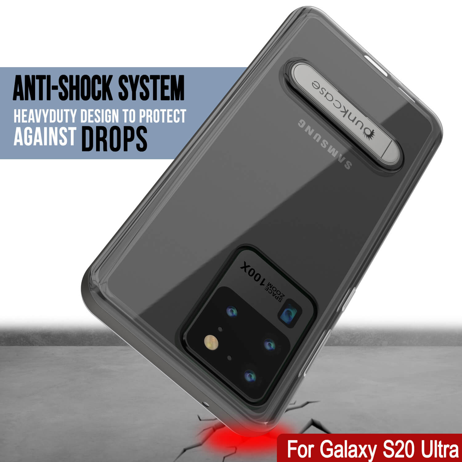 Capa Galaxy S20 Ultra, PUNKcase [Série LUCID 3.0] [Ajuste Slim] Capa armada com protetor de tela integrado [Cinza]