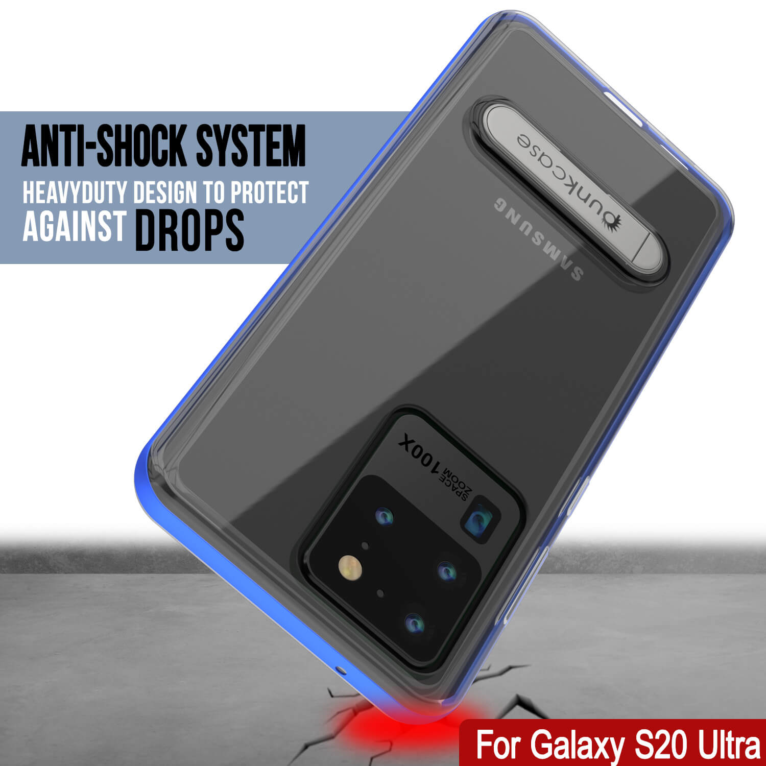 Capa Galaxy S20 Ultra, PUNKcase [Série LUCID 3.0] [Ajuste Slim] Capa de Armadura com Protetor de Tela Integrado [Azul]