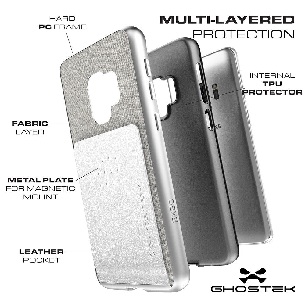 Galaxy S9+ Protective Wallet Case | Exec 2 Series [Silver] (Color in image: Black)