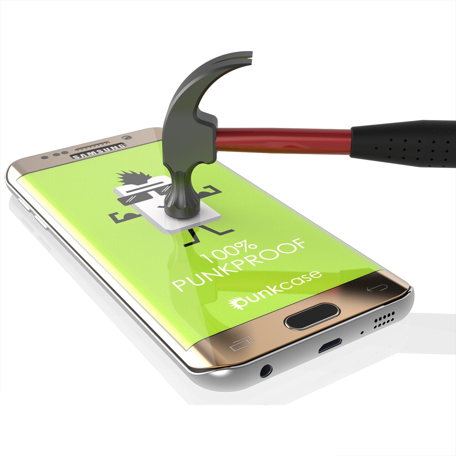 Protetor de tela dourado Galaxy S7, protetor de vidro temperado Punkcase Glass SHIELD 0,33mm de espessura e 9H