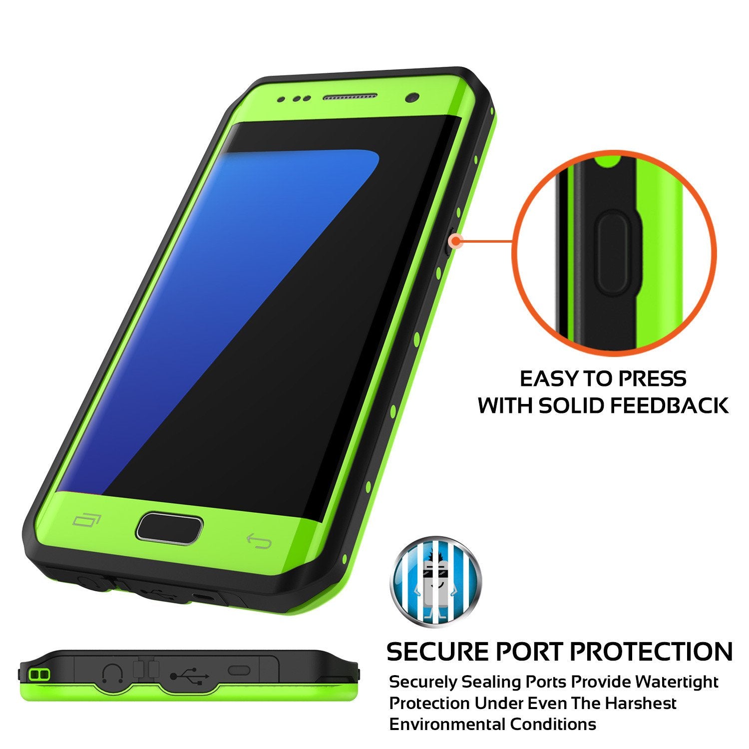 Galaxy S7 EDGE Waterproof Case PunkCase StudStar Light Green Thin 6.6ft Underwater IP68 ShockProof (Color in image: teal)