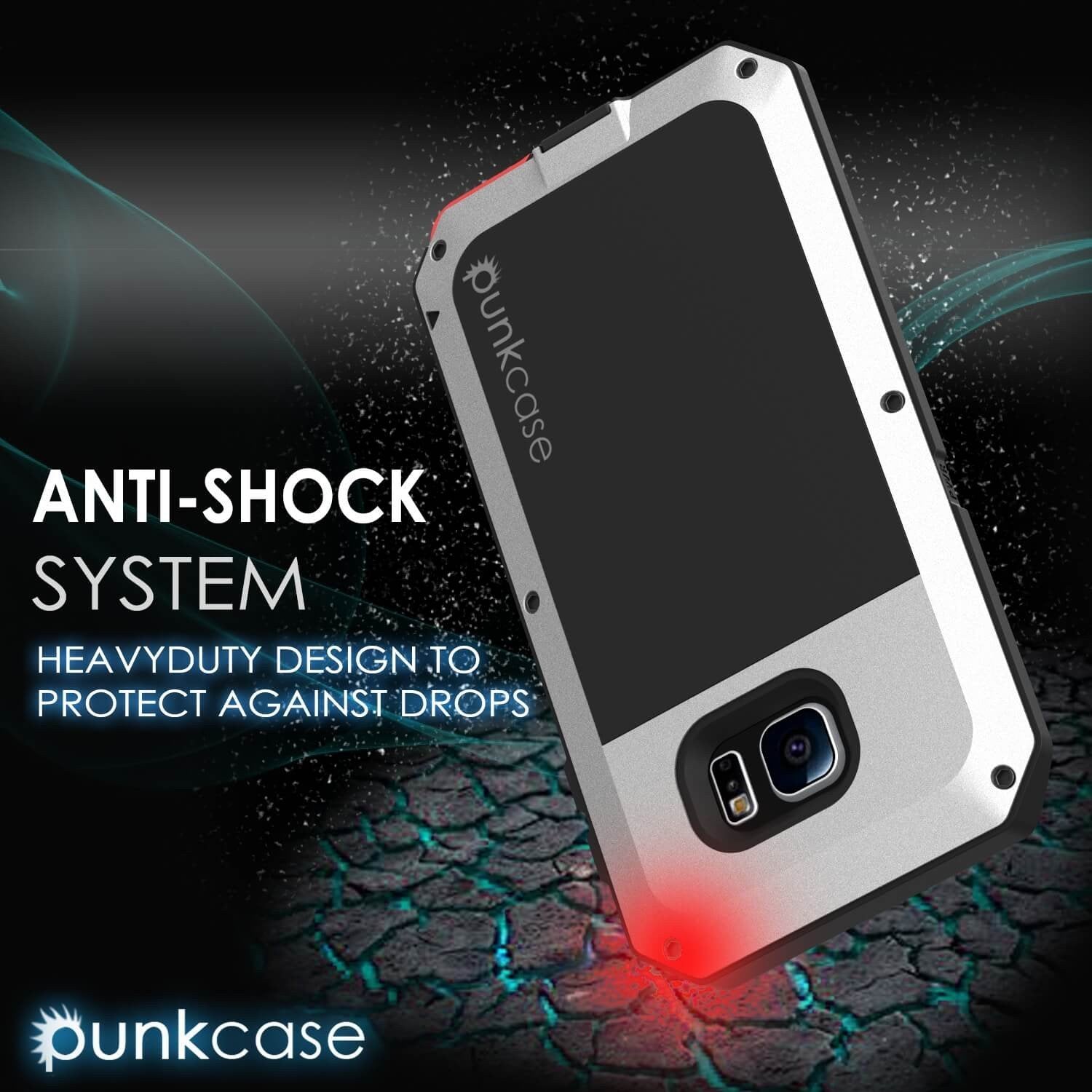 Galaxy S6 EDGE  Case, PUNKcase Metallic Silver Shockproof  Slim Metal Armor Case (Color in image: gold)
