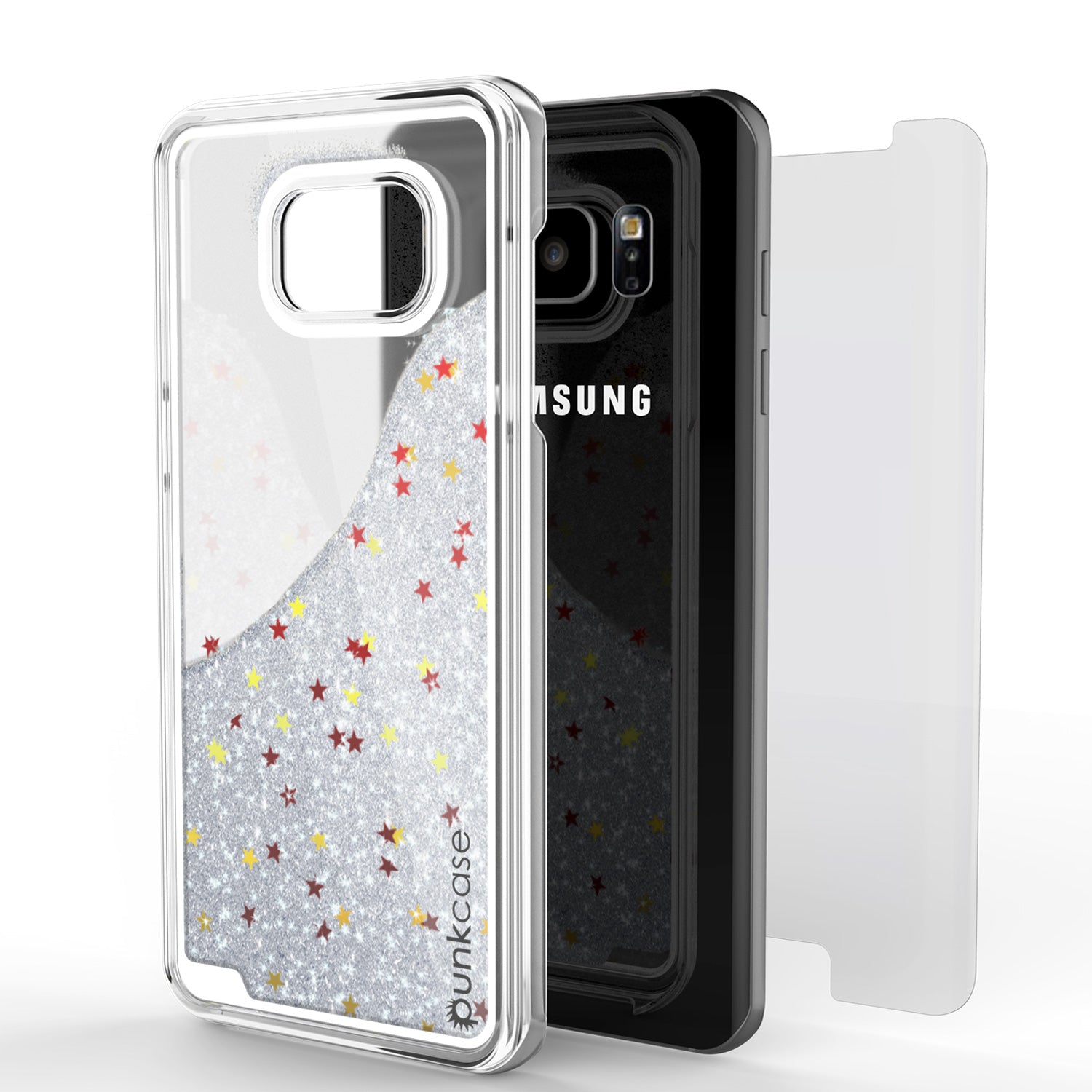 Capa S7 Edge, Punkcase [Série Liquid Silver] Cobertura Protetora de Duas Camadas Flutuantes com Muito Brilho e Brilho + Protetor de Tela PunkShield.