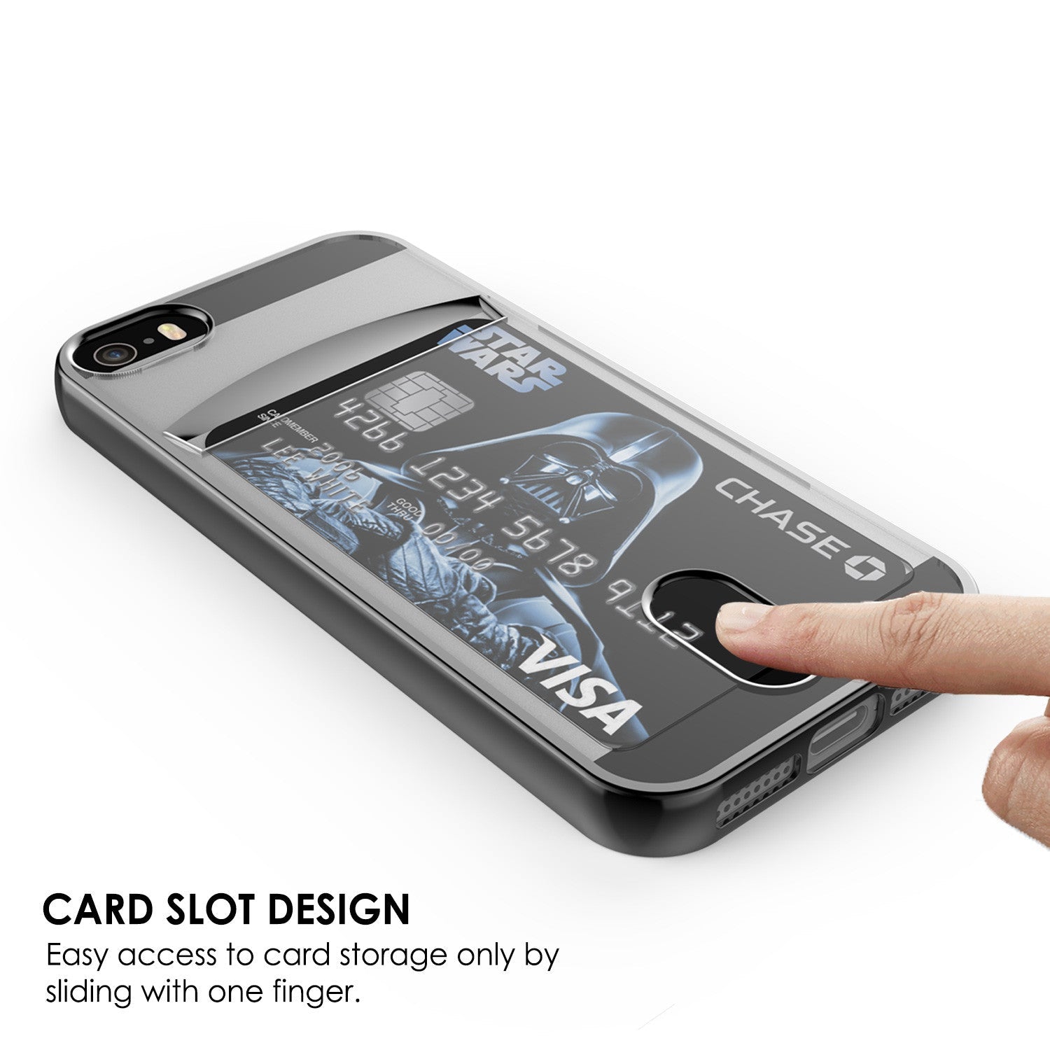 Capa para iPhone SE/5S/5, Série PUNKCASE® LUCID Preta | Slot para Cartões | Protetor de Tela SHIELD | Ajuste Ultra