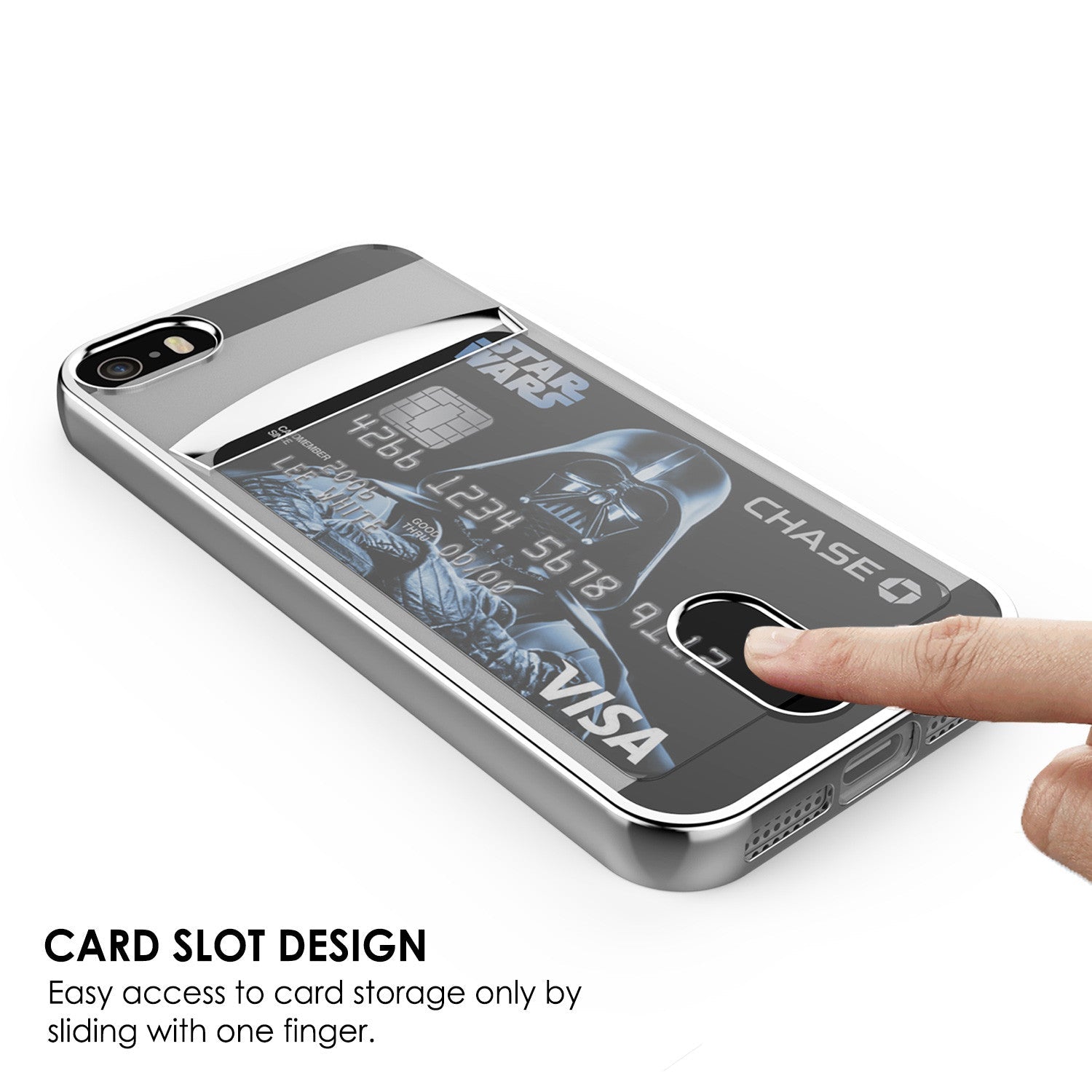 Capa para iPhone SE/5S/5, PUNKCASE® Série Silver LUCID | Slot para Cartões | Protetor de Tela SHIELD | Ajuste Ultra