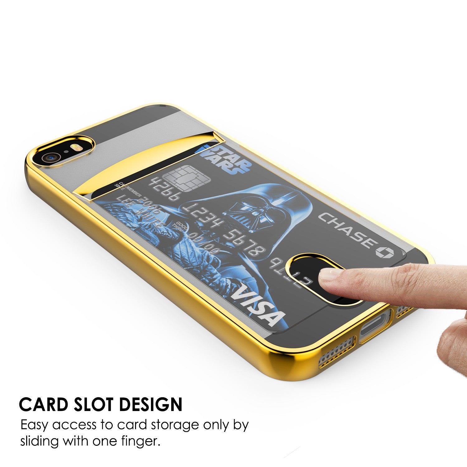Capa para iPhone SE/5S/5, série de ouro LUCID PUNKCASE® | Slot para cartão | Protetor de tela SHIELD | Ajuste ultra