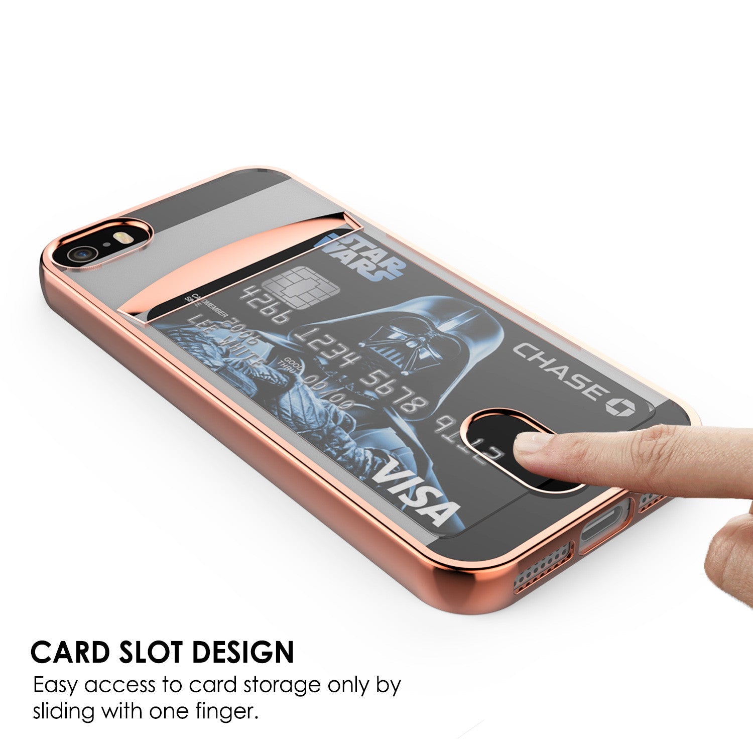 Capa para iPhone SE/5S/5, Série Rose Gold PUNKCASE® LUCID | Slot para Cartão | Protetor de Tela | Ajuste Ultra