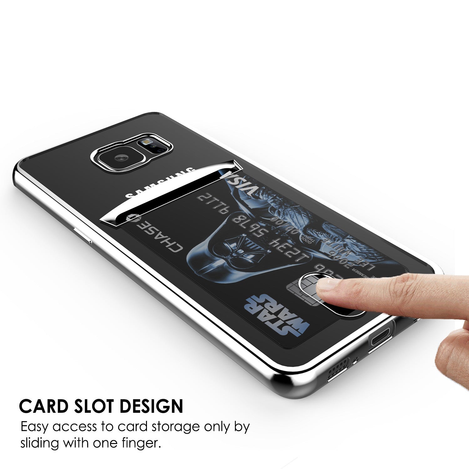 Capa Galaxy S6 EDGE+ Plus, Série PUNKCASE® LUCID Silver | Slot de Cartão | Protetor de Tela SHIELD
