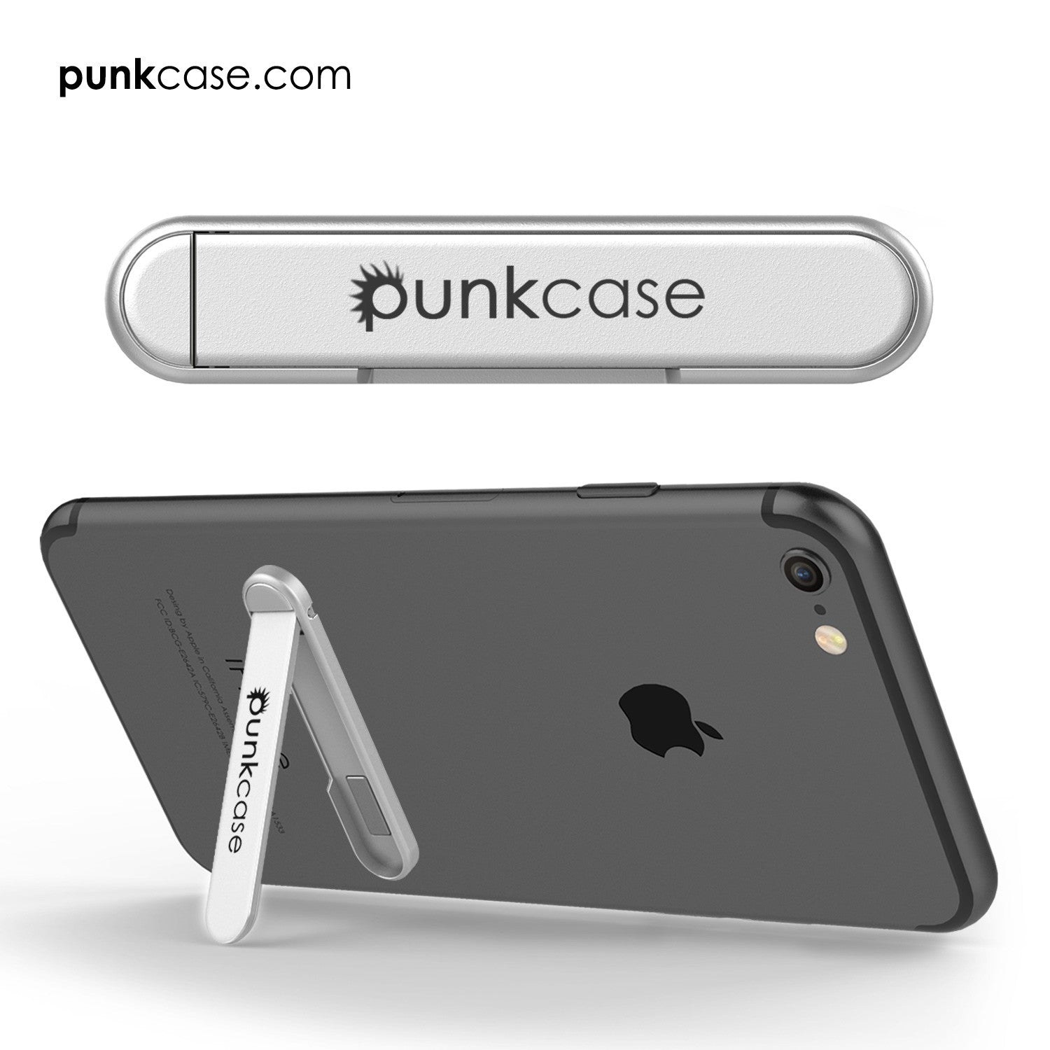 PUNKCASE FlickStick Universal Cell Phone Kickstand for all Mobile Phones & Cases with Flat Backs, One Finger Operation (Silver) (Color in image: Pink)